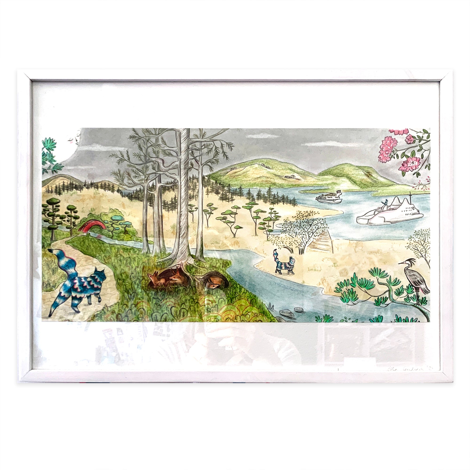 "The Feline Ferry" - Original Illustration from 'The Cat and the Kokedama'
