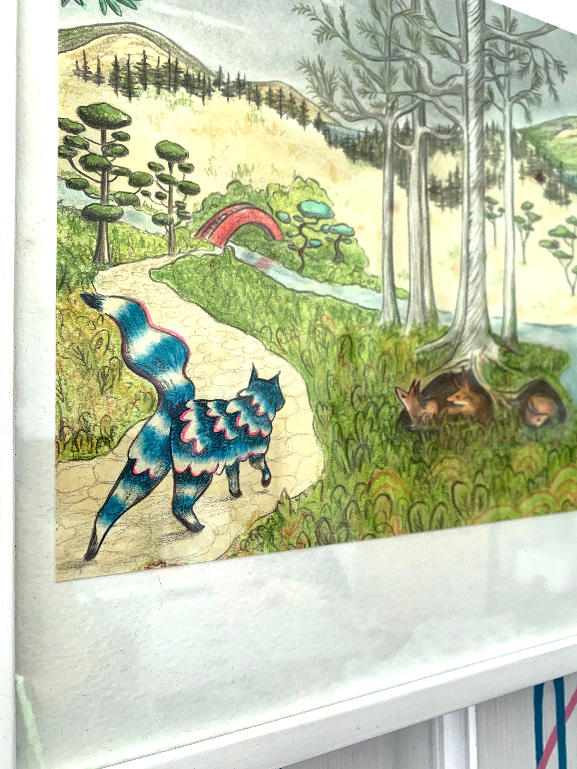 "The Feline Ferry" - Original Illustration from 'The Cat and the Kokedama'
