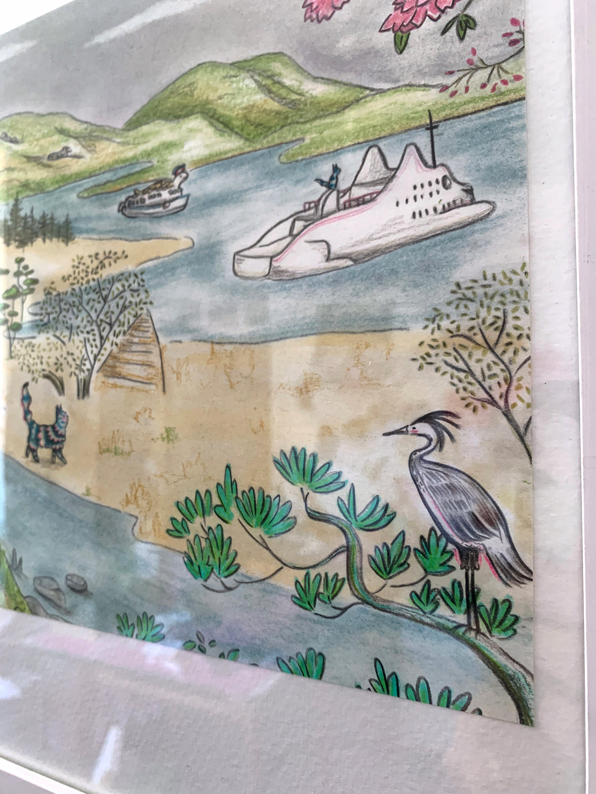 "The Feline Ferry" - Original Illustration from 'The Cat and the Kokedama'