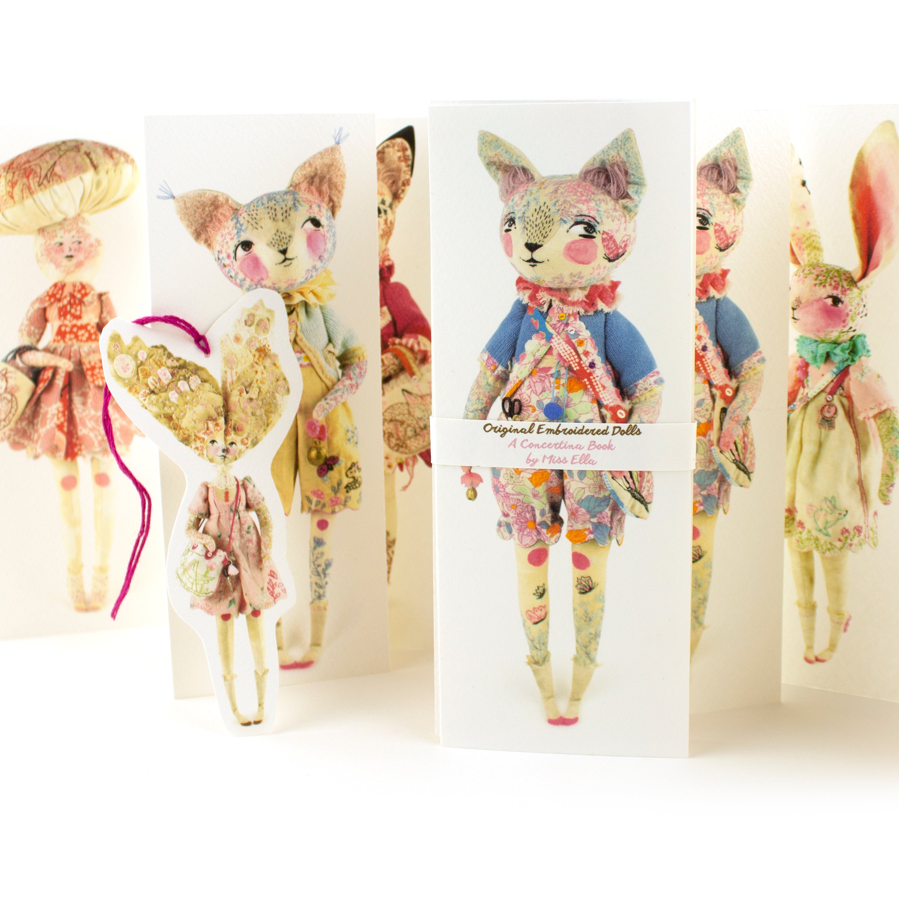 Concertina Book of Embroidered Art Dolls, Embroidery and Details - with FREE BOOKMARK
