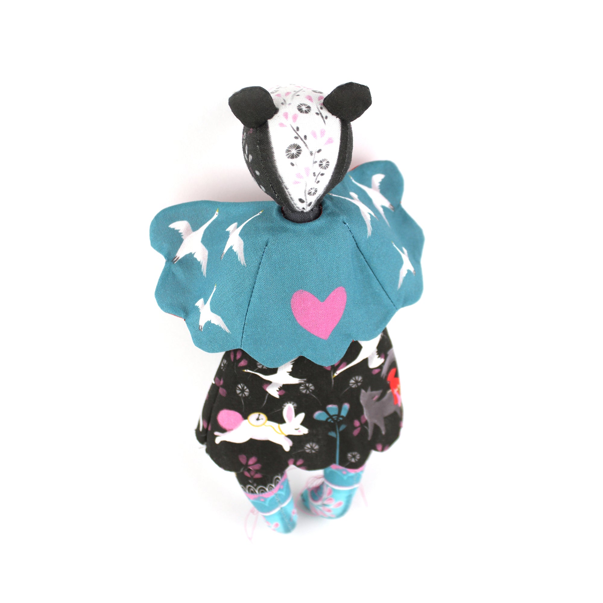 DIY Kit - Bibli the Badger Librarian and the singing Stoat with 2 fairytale books- sewing doll STUFFING NOT included FREE UK SHIPPING