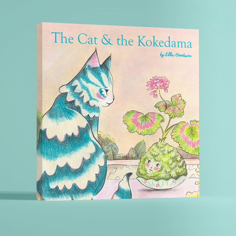 The Cat and the Kokedama - small illustrated picture book (15cm x 15cm)