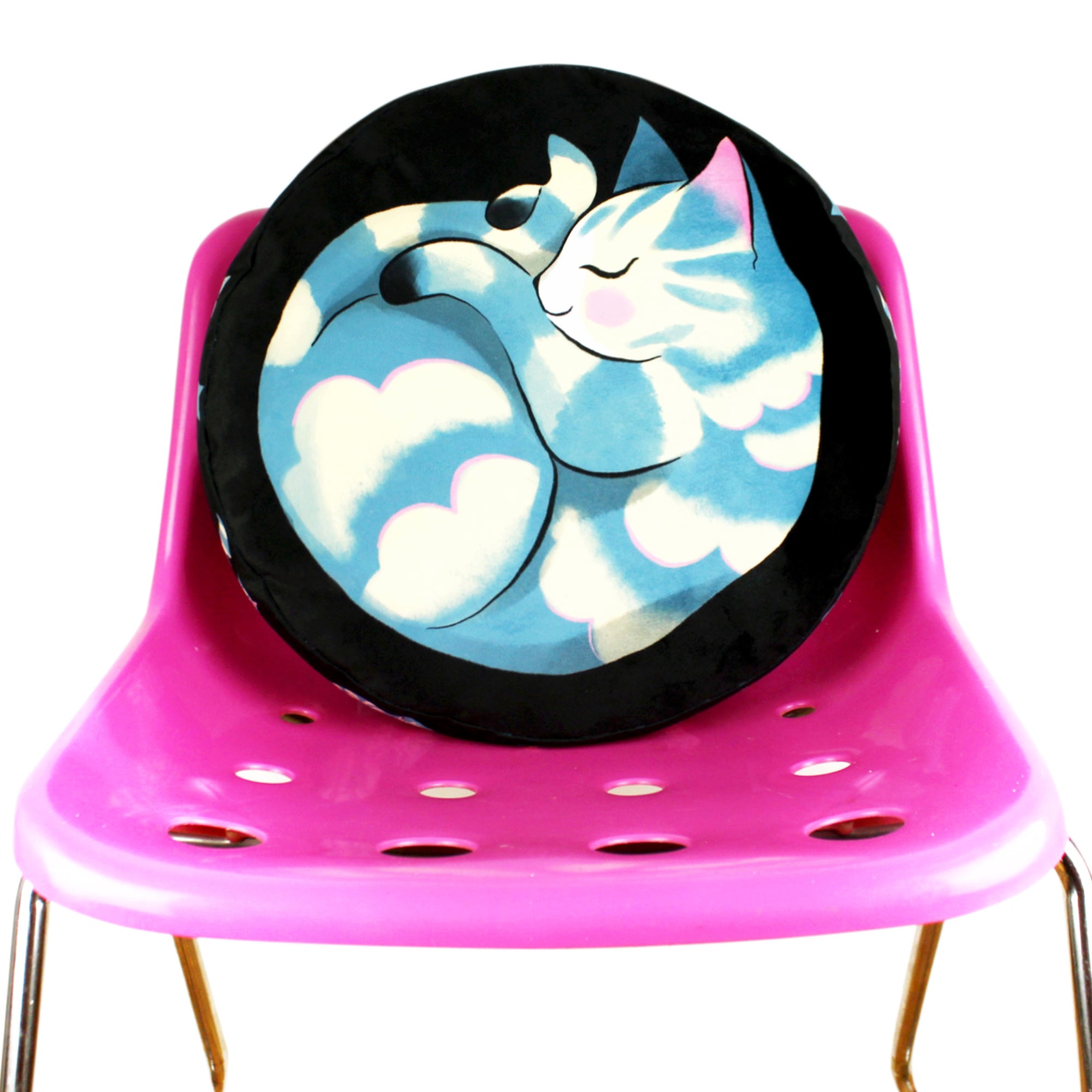 Cat Cushion (Large ) - Curled up Blue Tabby Cat