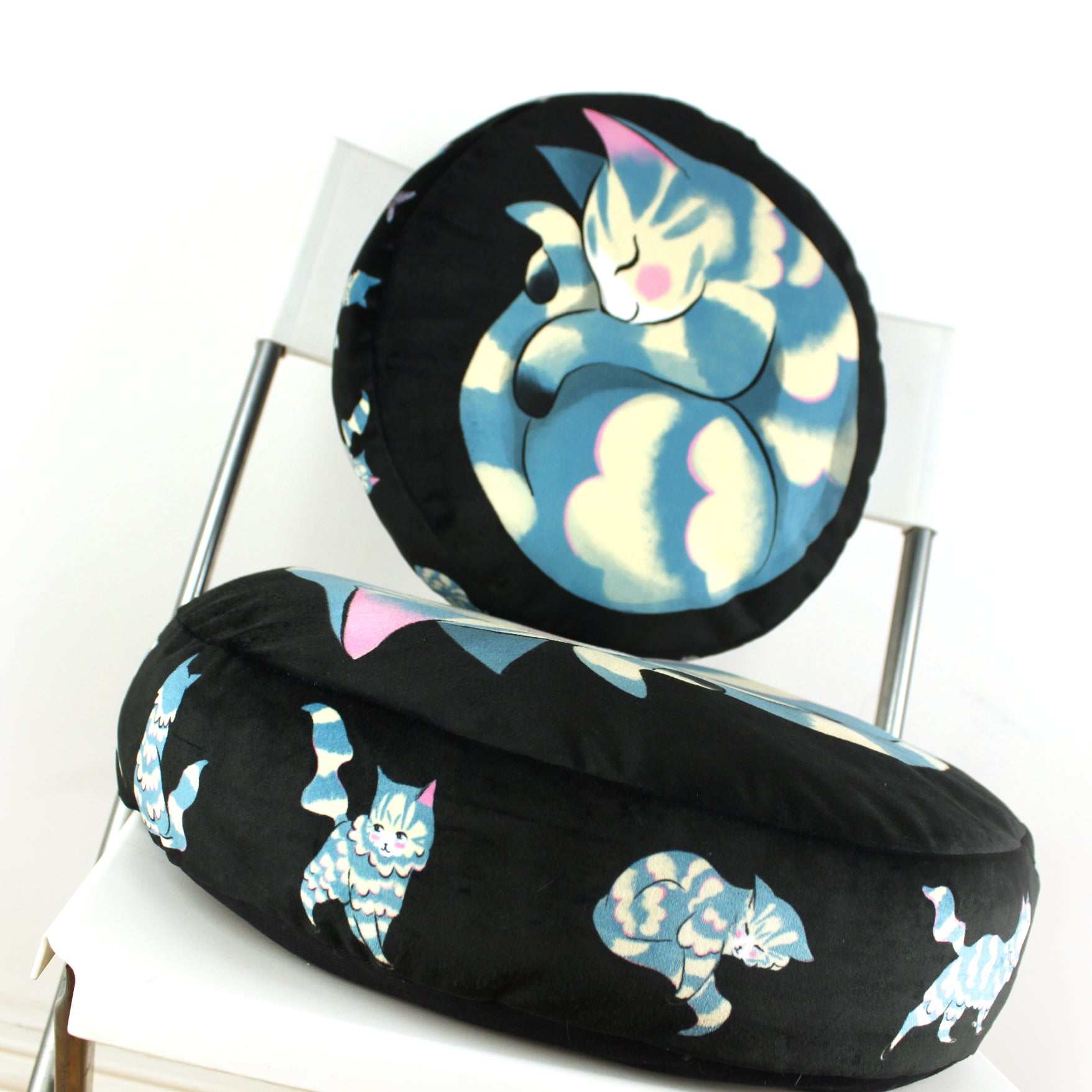Cat Cushion (Small ) - Curled up Blue Tabby Kitten