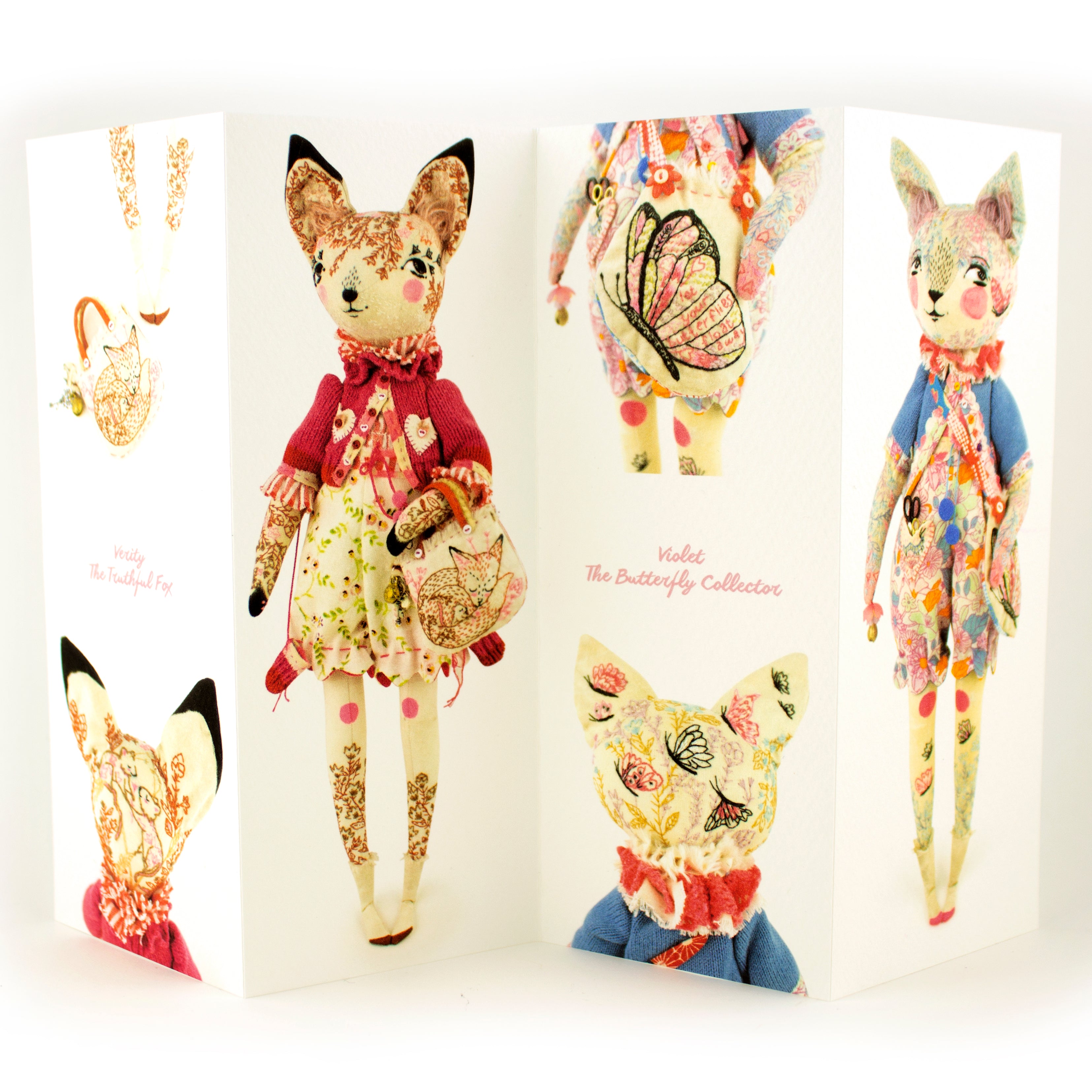 Concertina Book of Embroidered Art Dolls, Embroidery and Details - with FREE BOOKMARK