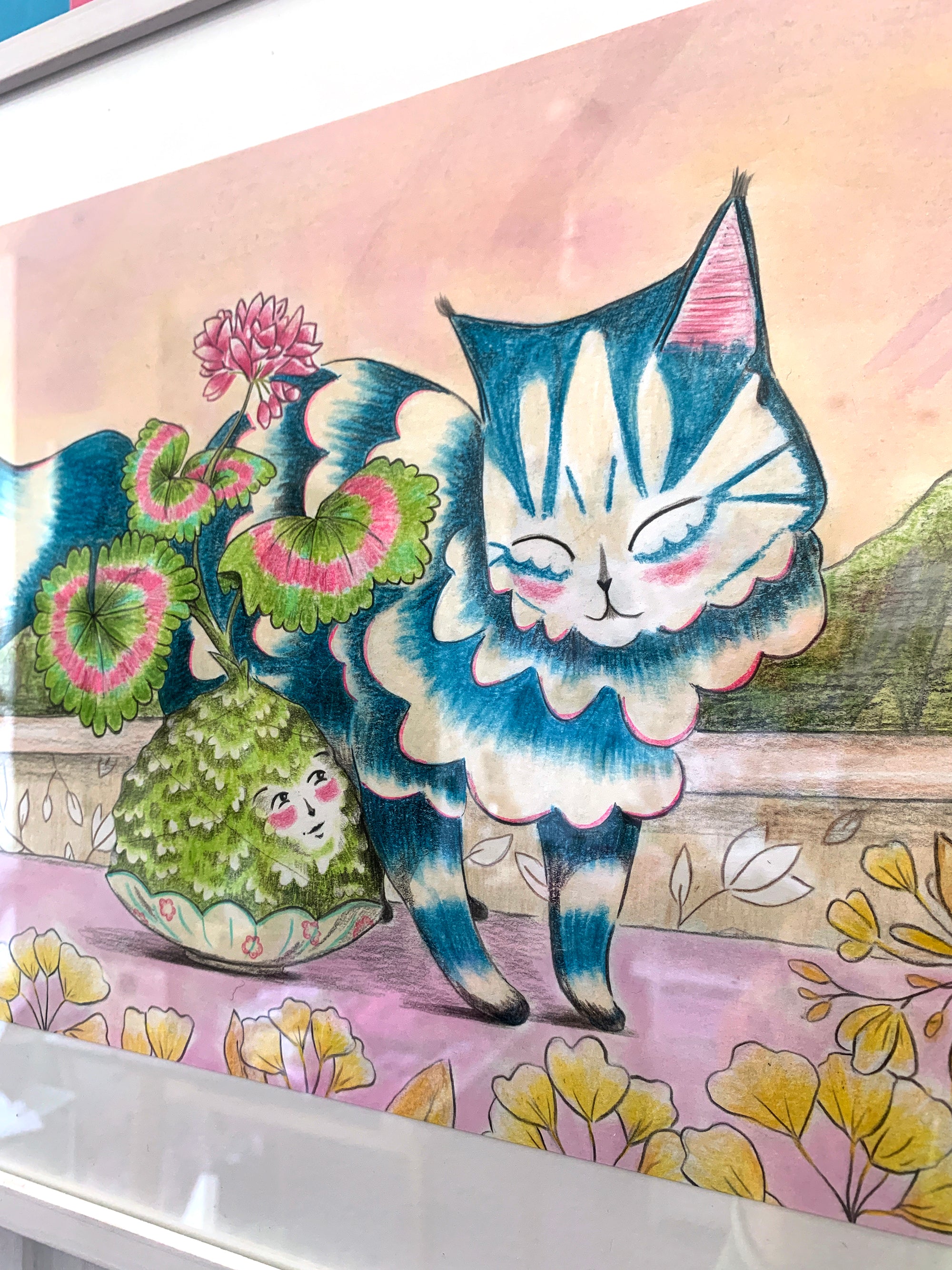 "Home" - Original Illustration from 'The Cat and the Kokedama'