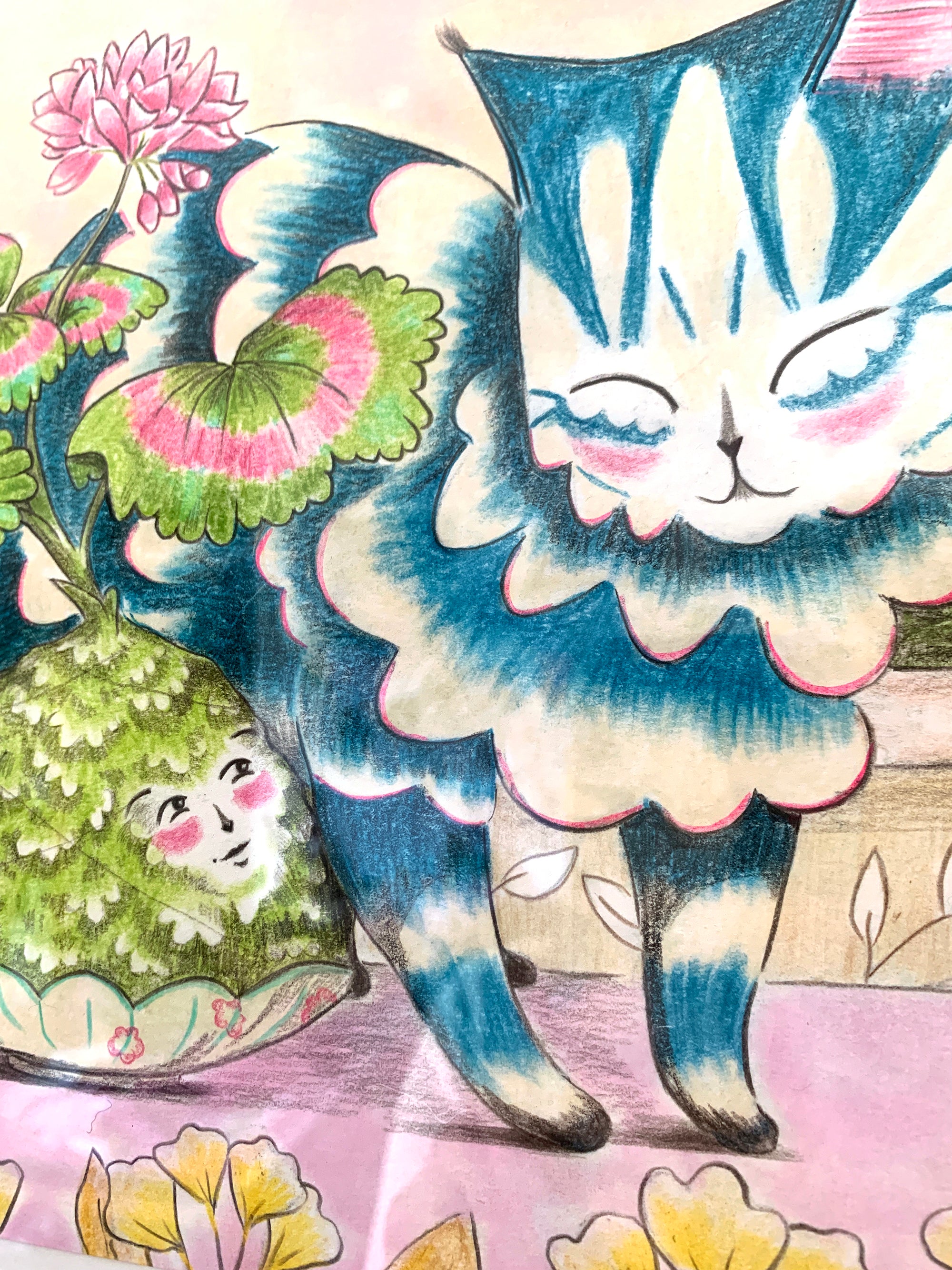"Home" - Original Illustration from 'The Cat and the Kokedama'