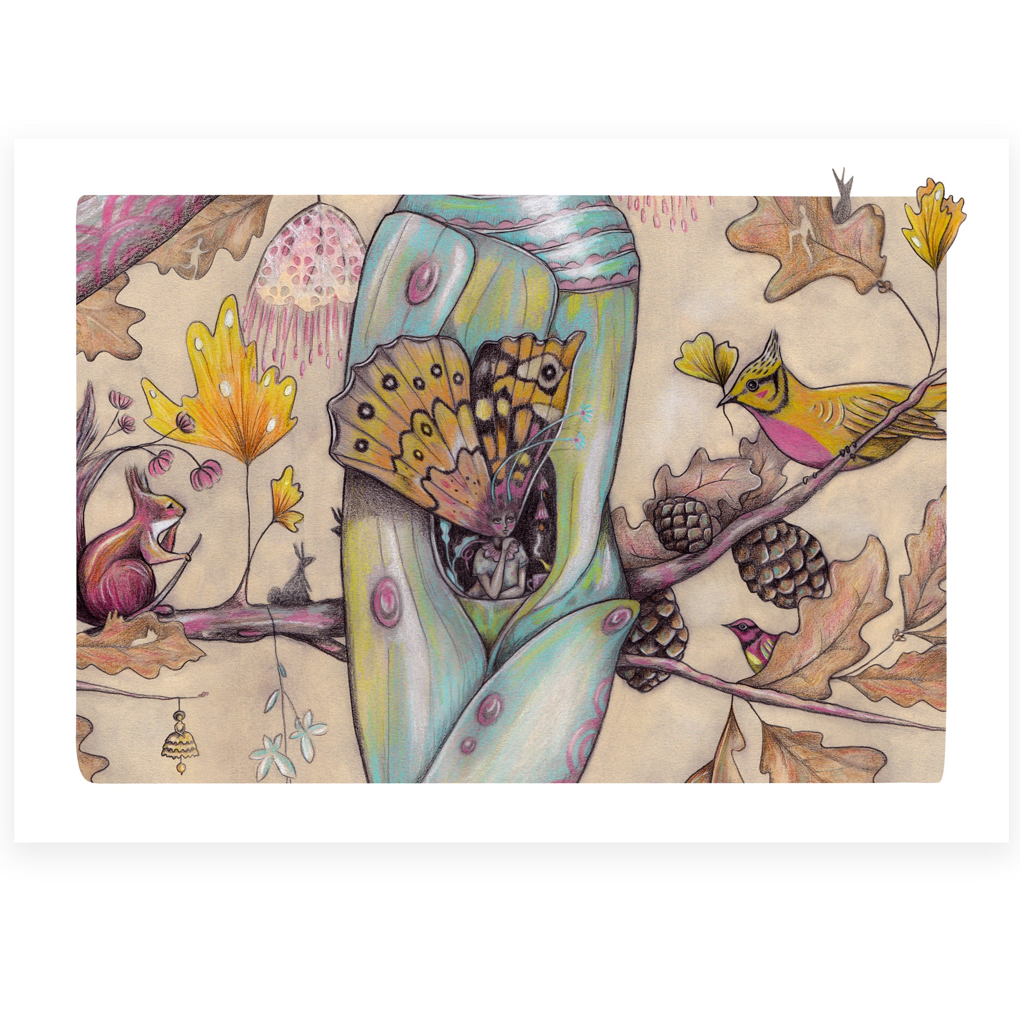 Golden Wings Butterfly Girl Print