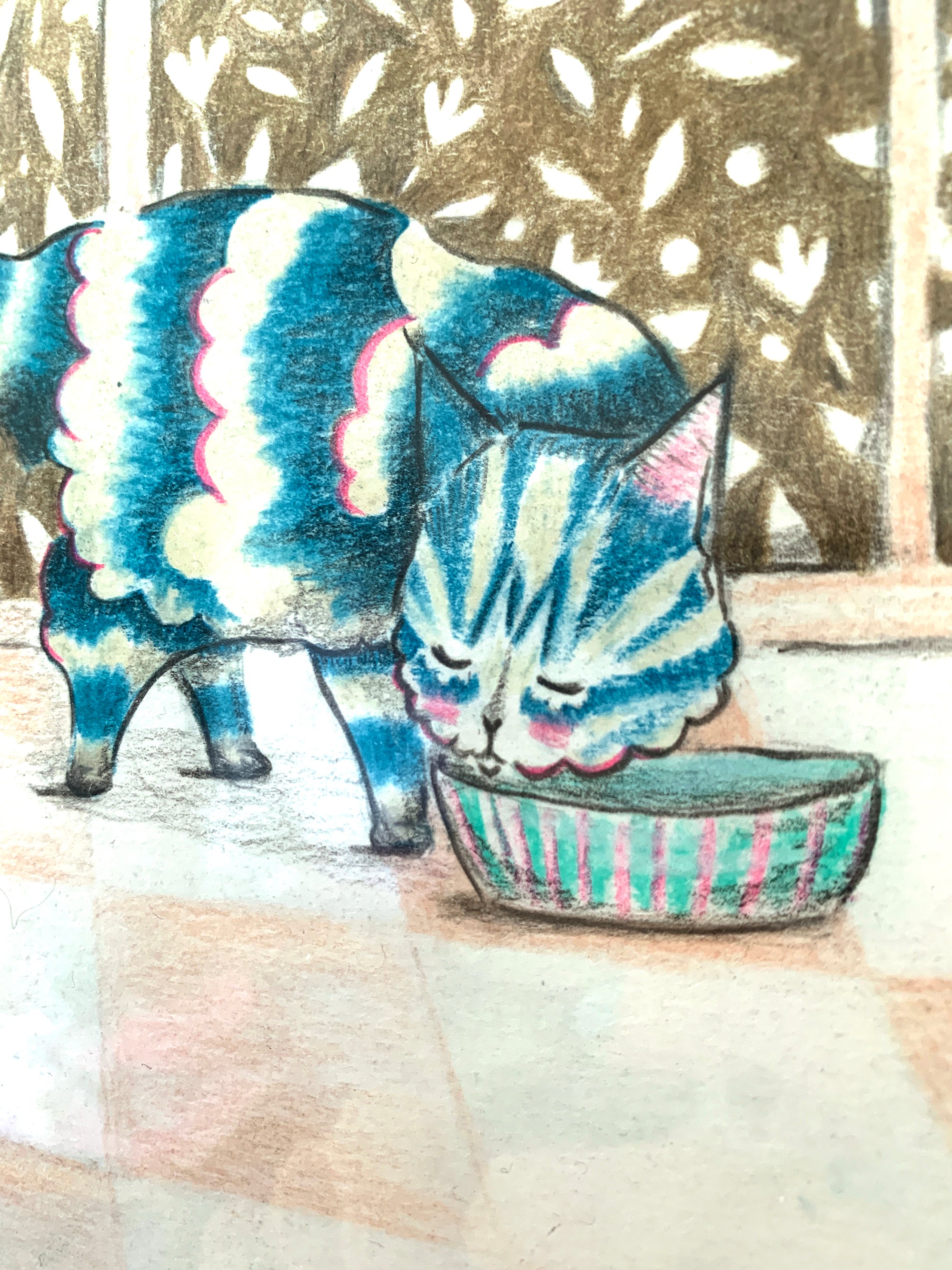 "Good Morning" - Original Illustration from 'The Cat and the Kokedama'