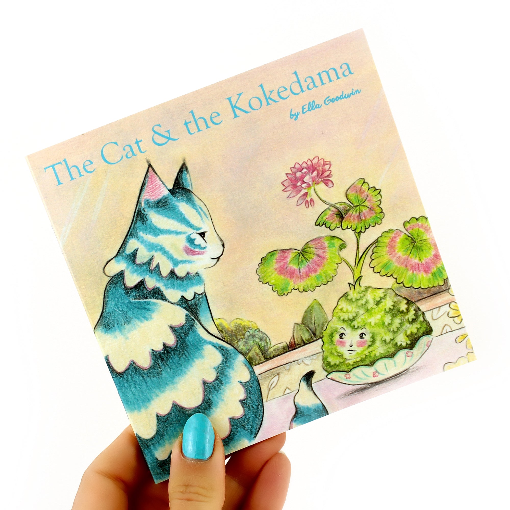 The Cat and the Kokedama - small illustrated picture book (15cm x 15cm)