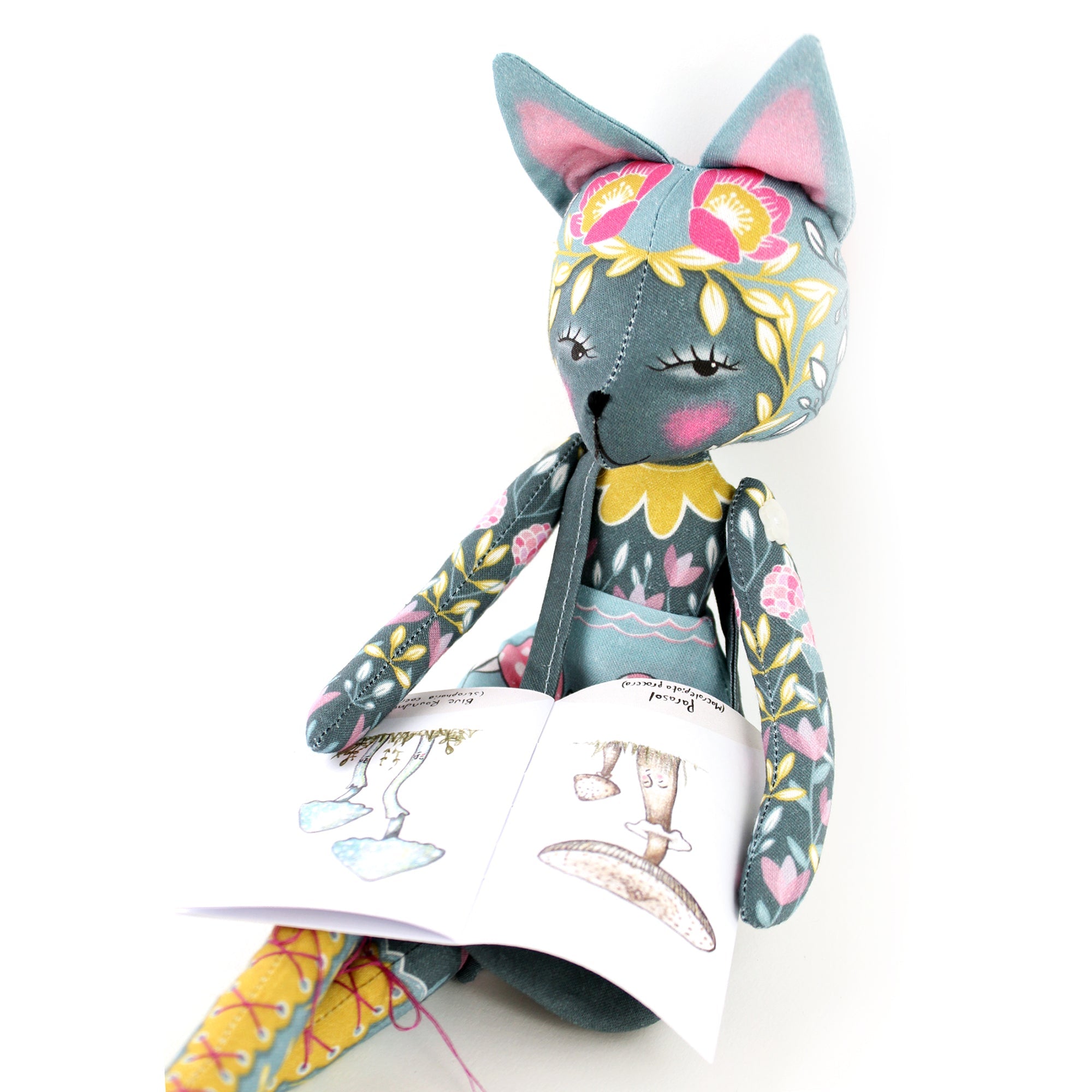 Flora the Forager Cat Doll and Mushroom Foraging Book