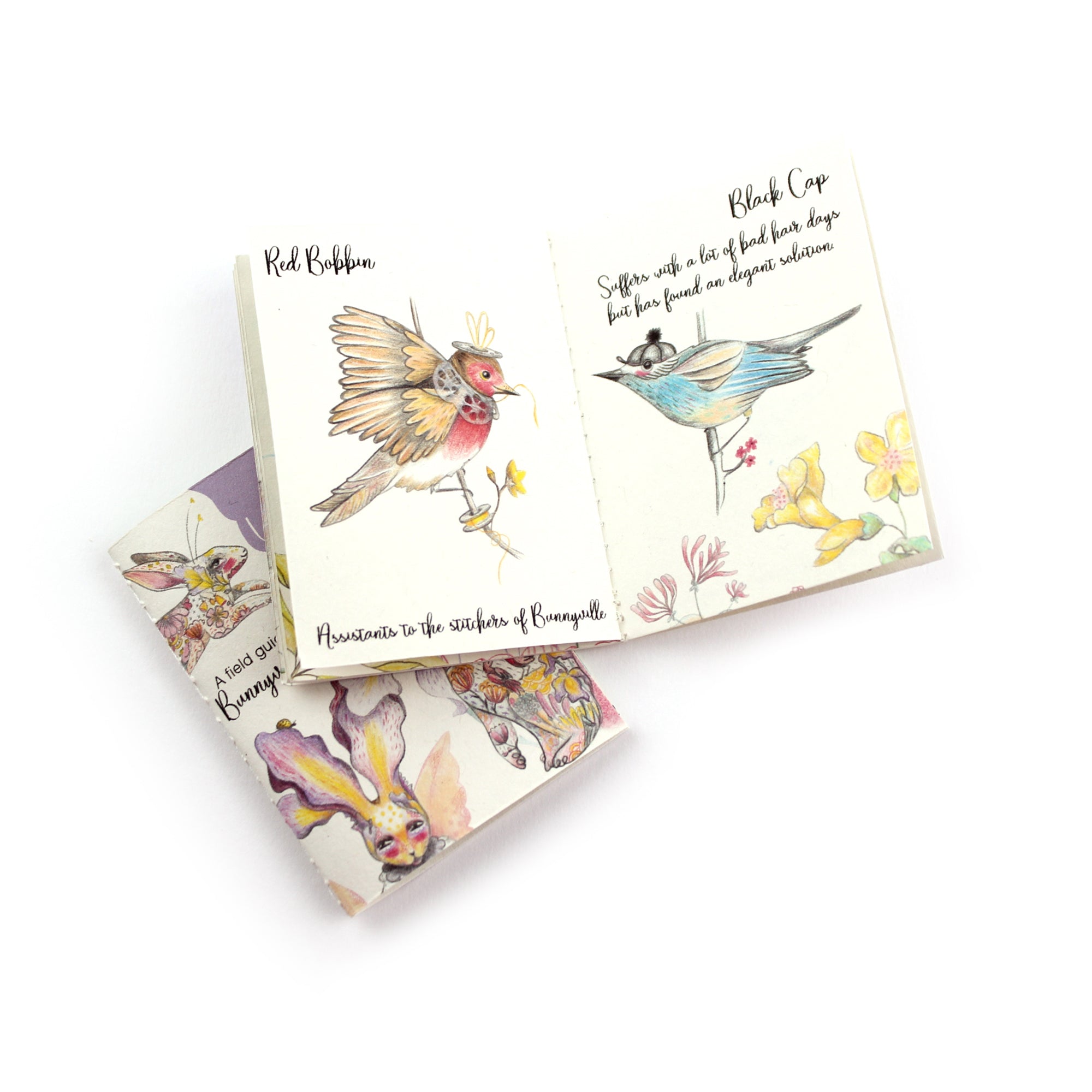 Iris the Flower Bunny with 12 page Handmade Illustrated Mini Book