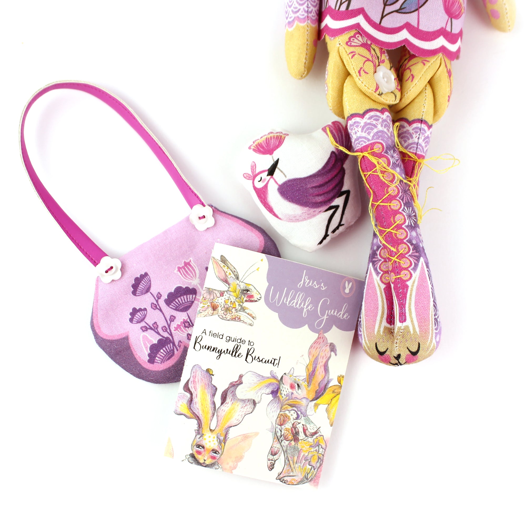 DIY Kit - Iris the Flower Bunny with 12 page Handmade Illustrated Mini Book - FREE UK SHIPPING