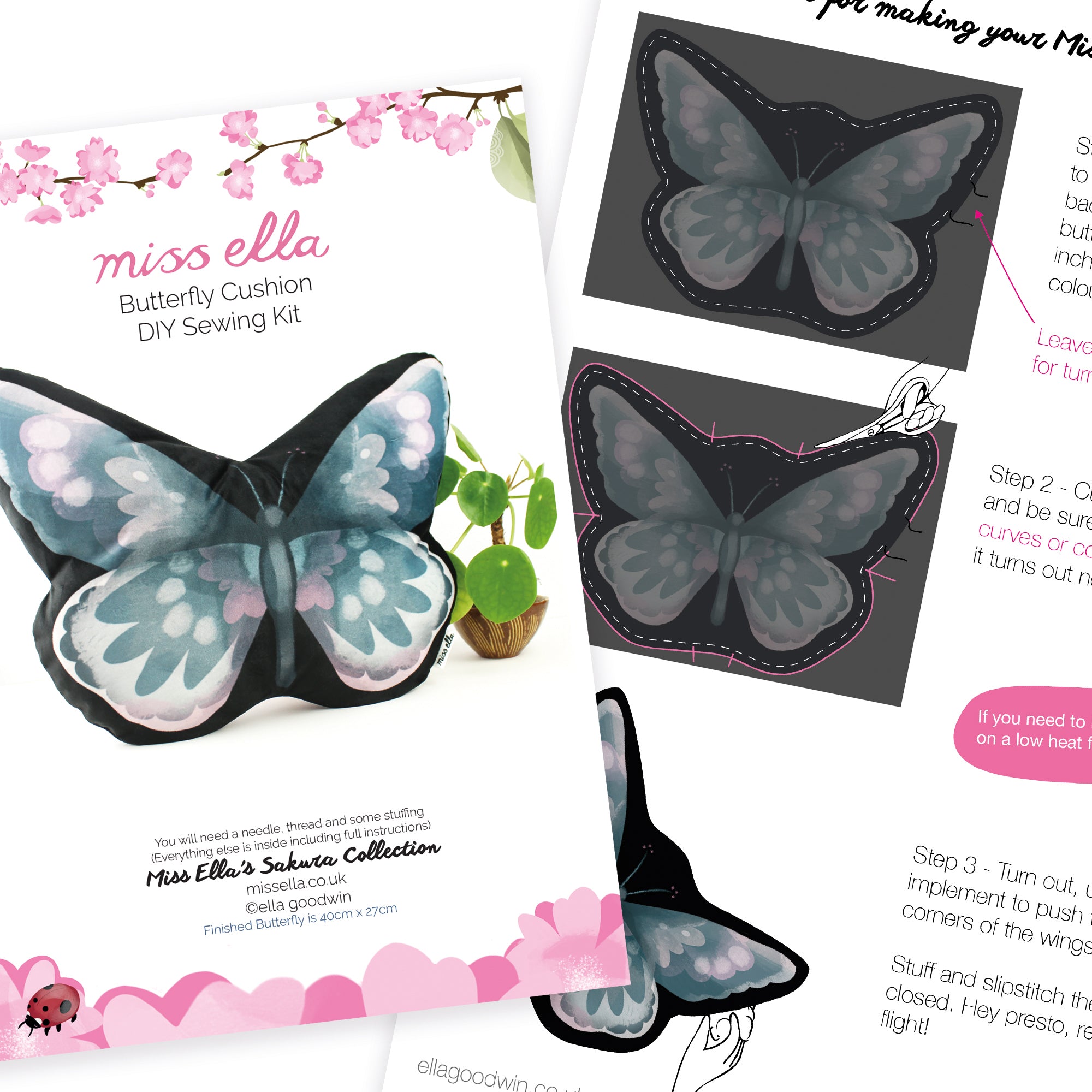 DIY sewing KIT - Butterfly Cushion