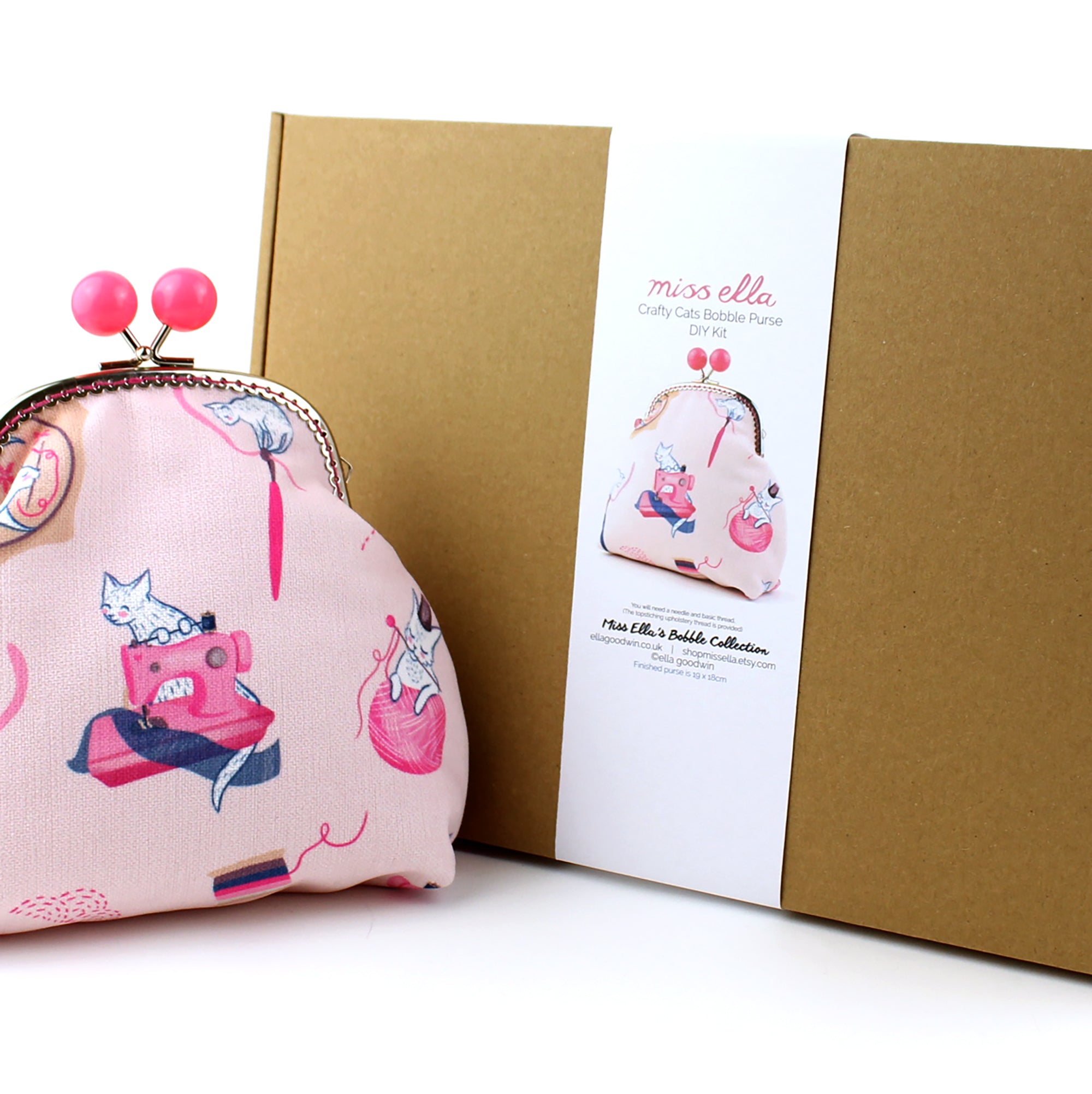 DIY KIT - Sewing Cats Jumbo Bobble Purse