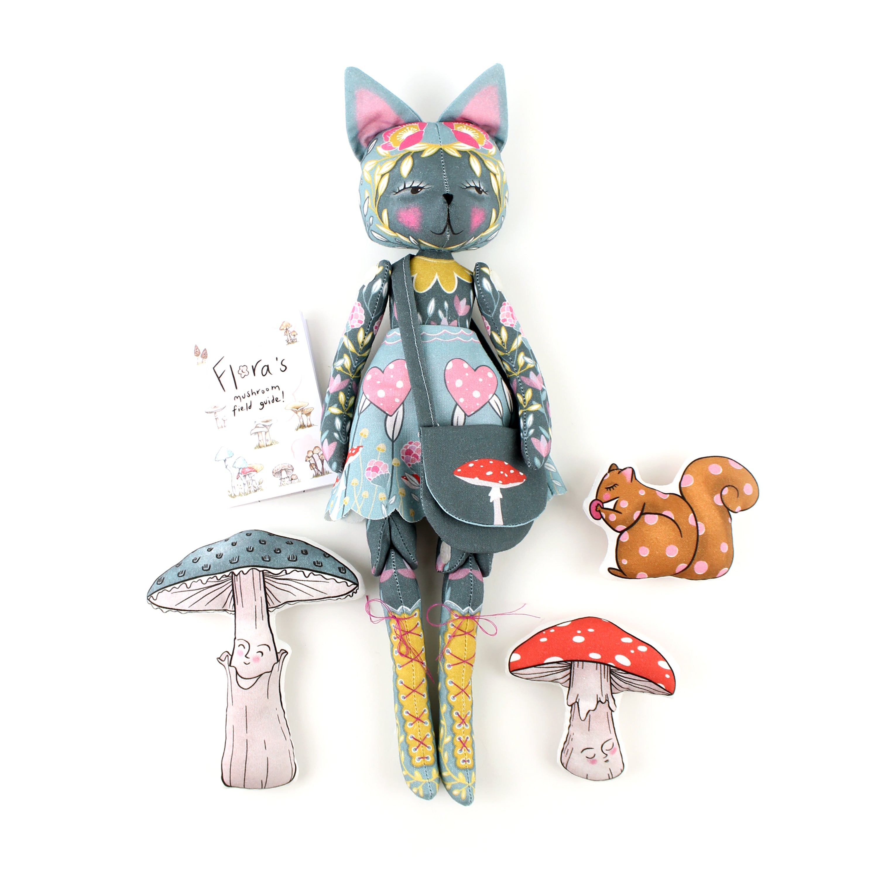 Flora the Forager Cat Doll and Mushroom Foraging Book