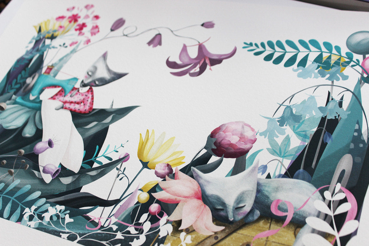 Sewing Cat Print