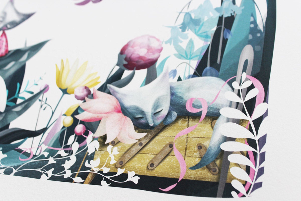 Sewing Cat Print