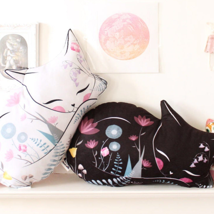 Velvet Black Cat Cushion