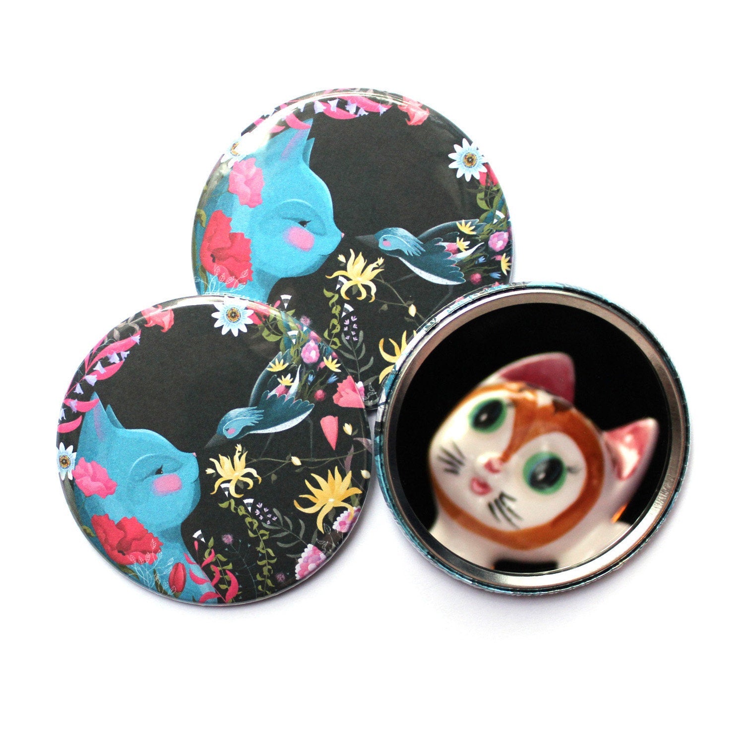 Cat Bird pocket mirror