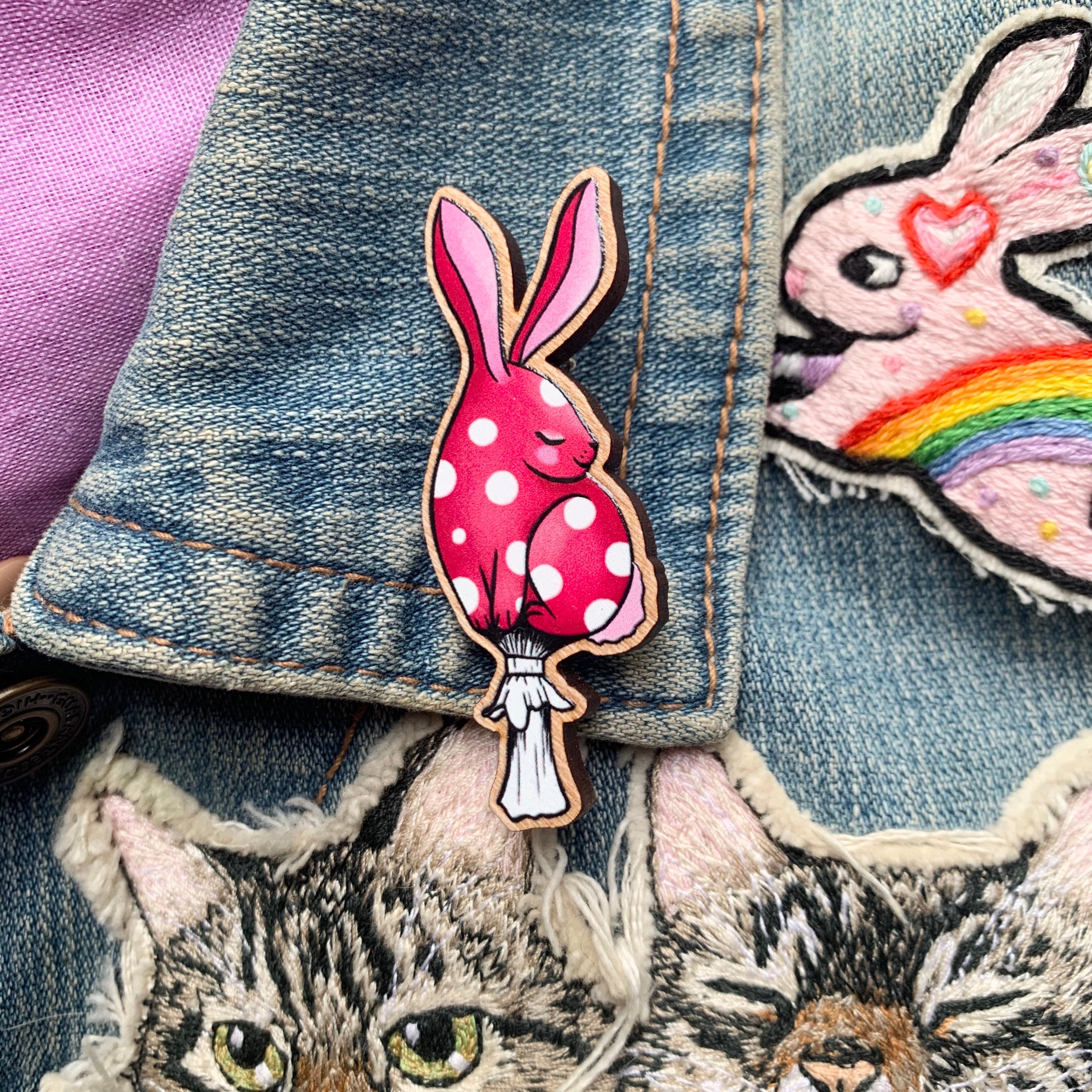 Bunny Mushroom Brooch