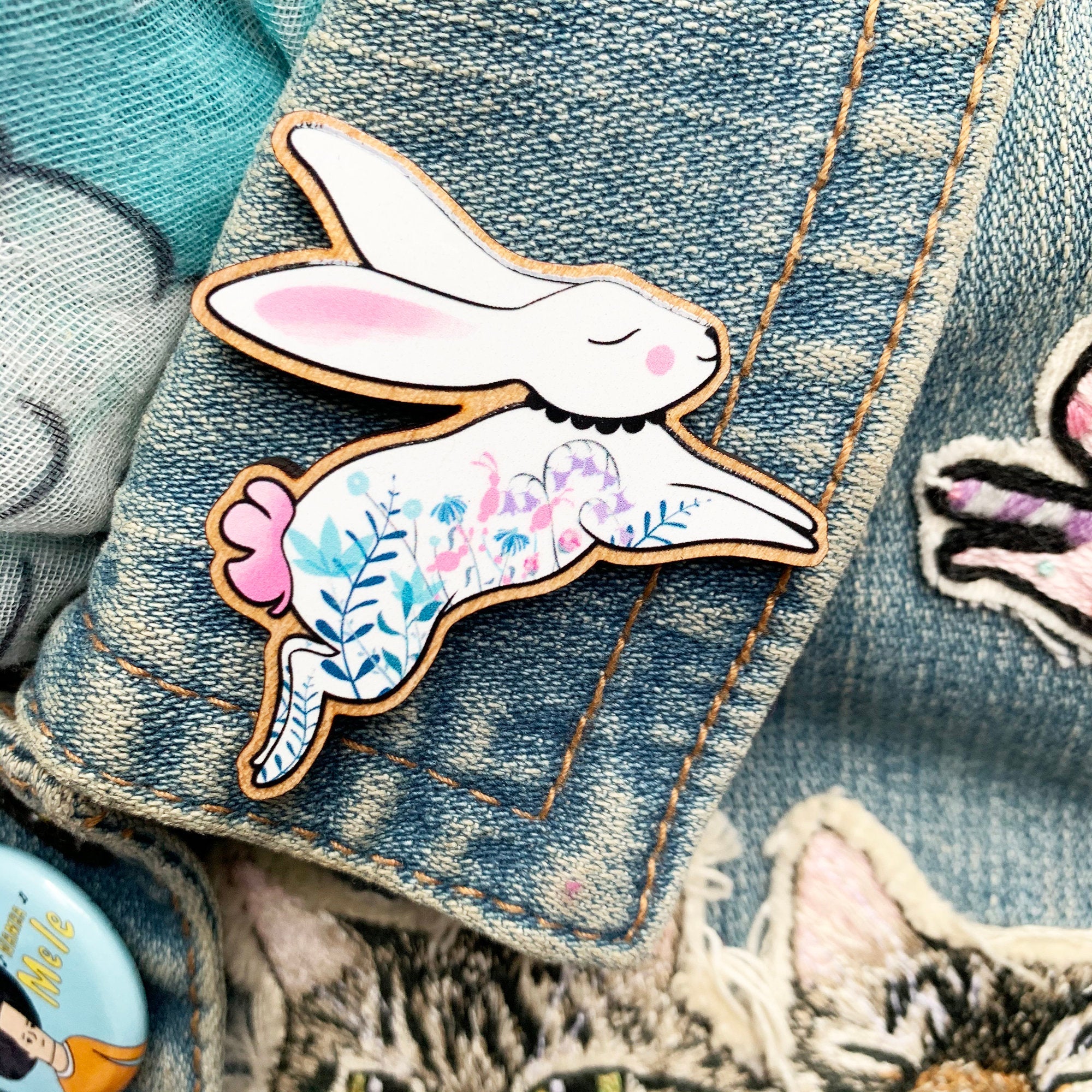Floral Rabbit Brooch