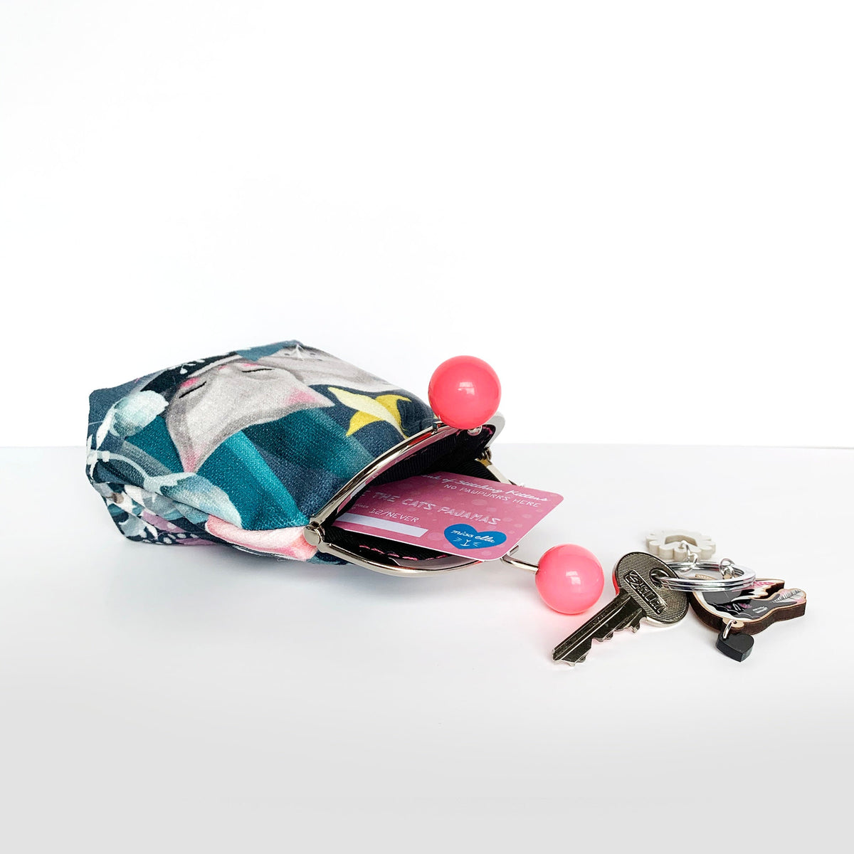 DIY KIT - Floral Cat Bobble Purse