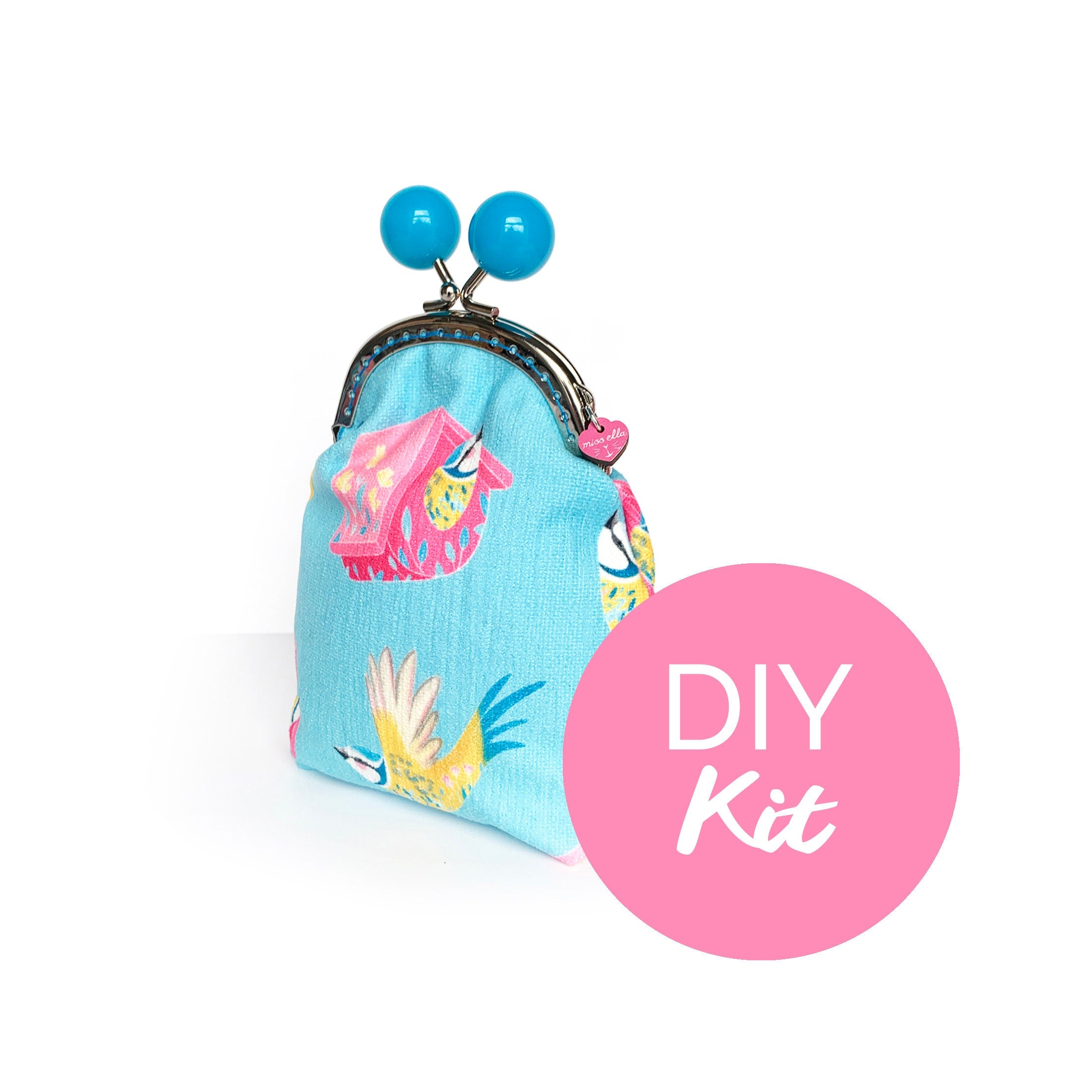DIY KIT - Blue Tit Bobble Purse