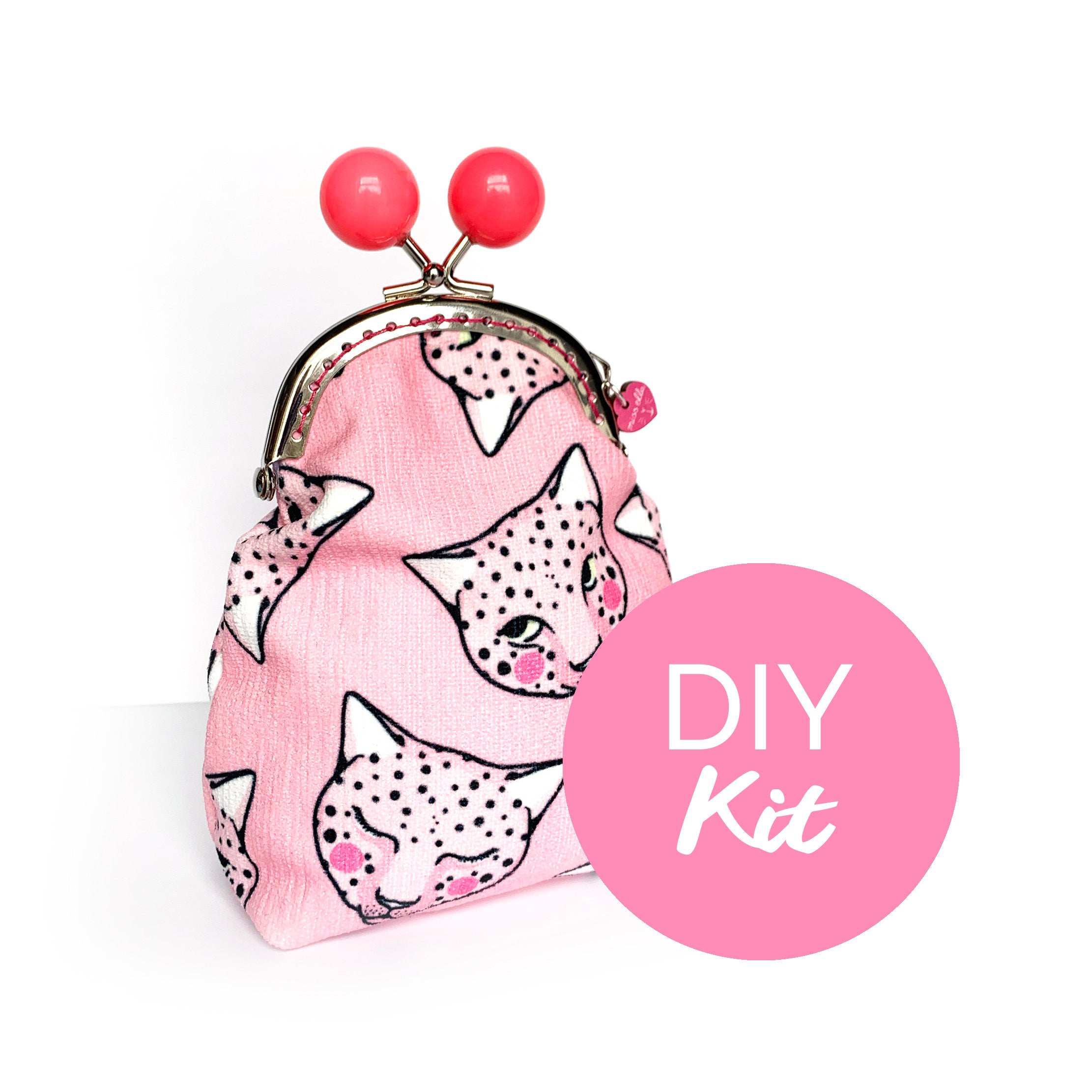 DIY KIT - Pink Leopard Bobble Purse