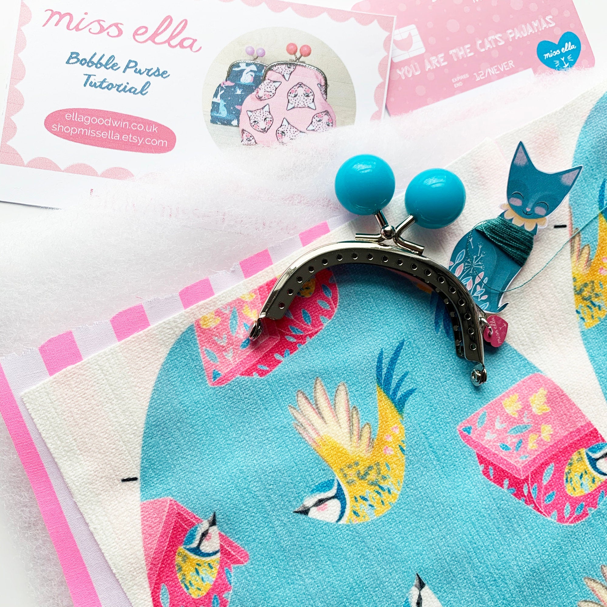 DIY Kit - Blue tit bobble purse