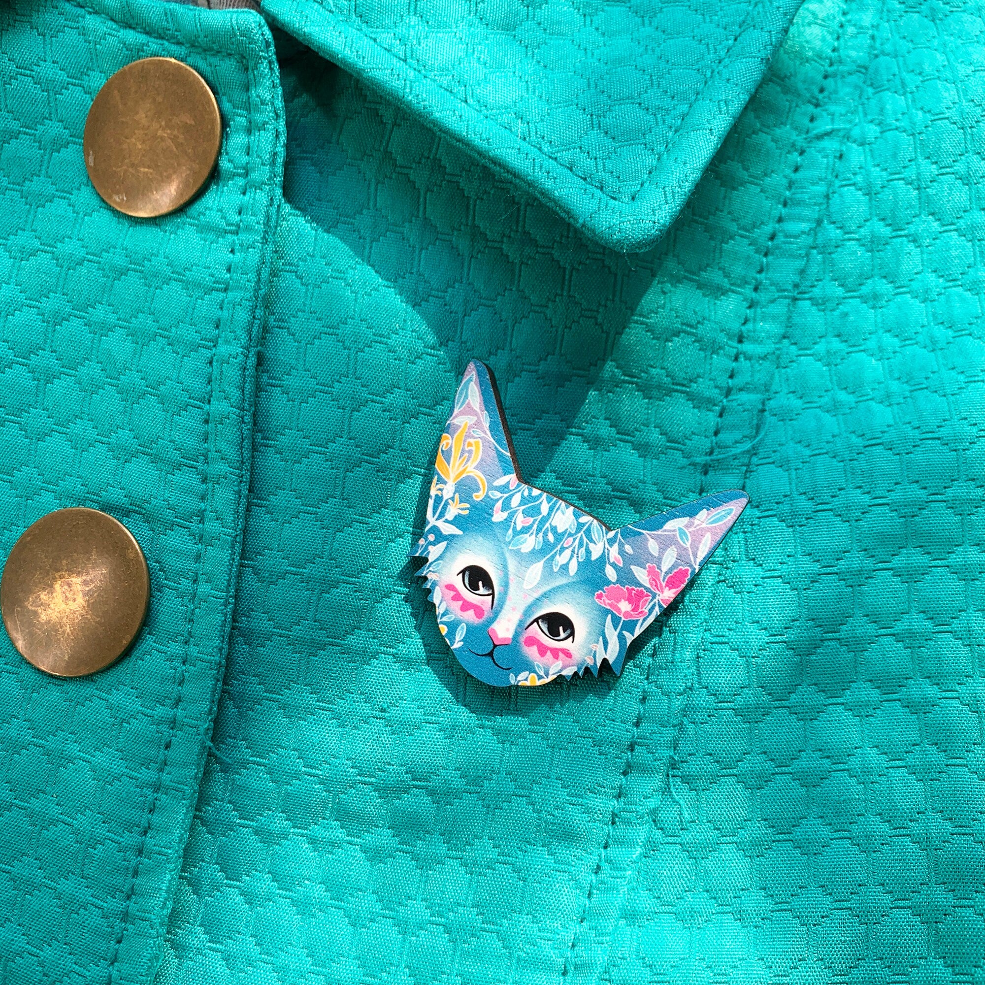 Floral Cat Brooch - SLIGHT SECOND