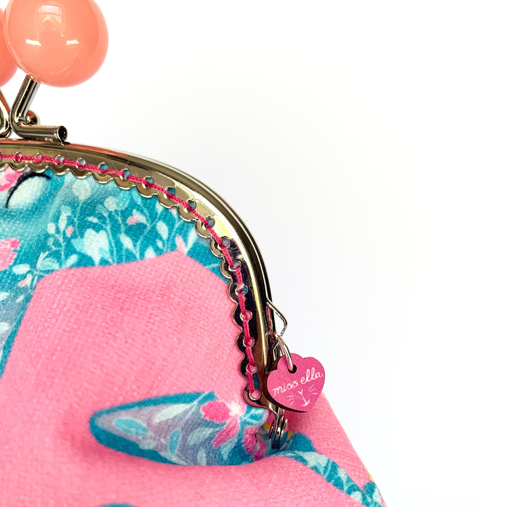 Pink Floral Cat Jumbo Bobble Purse