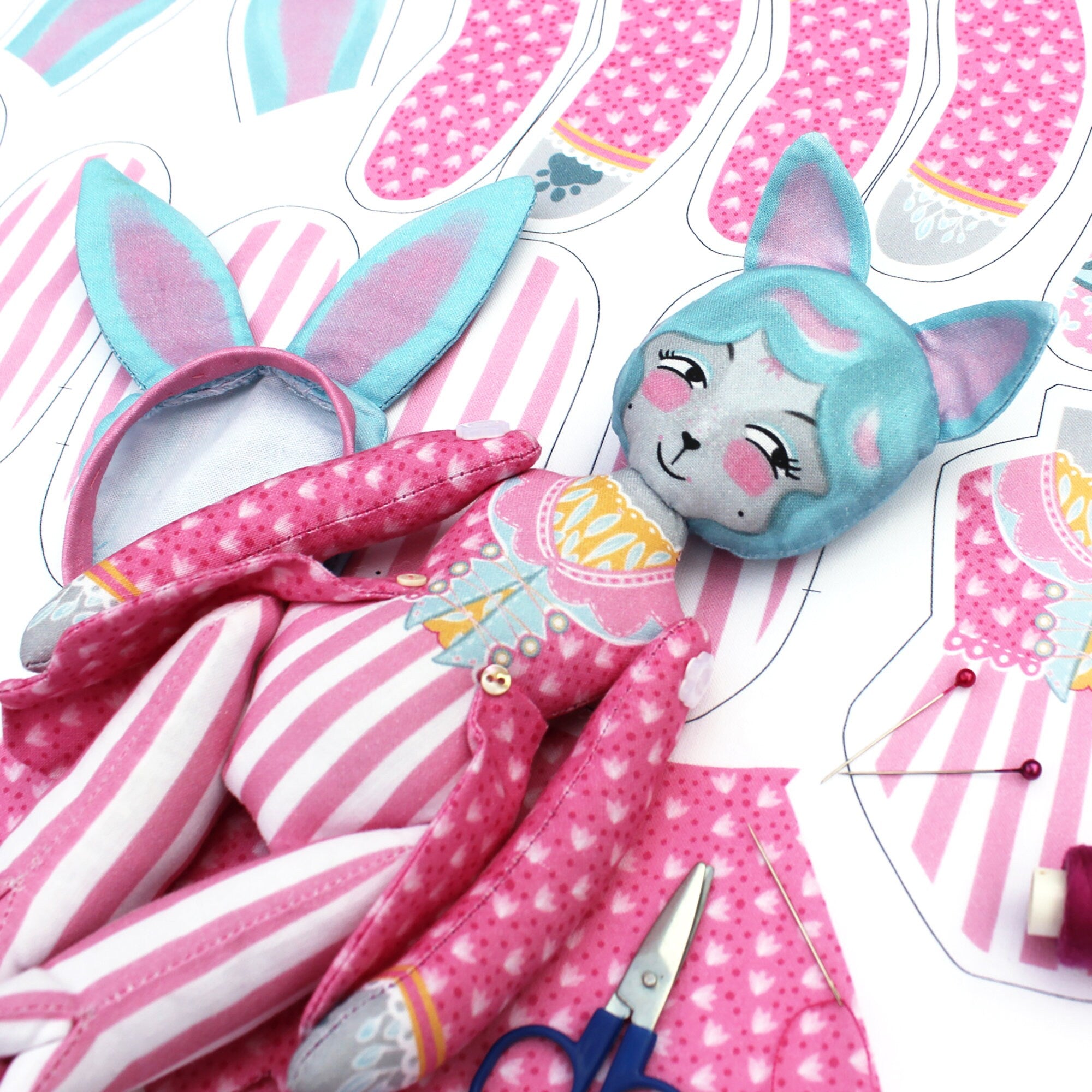 DIY Kit - Mewky the Circus Ringmaster Cat Bunny - FREE UK SHIPPING