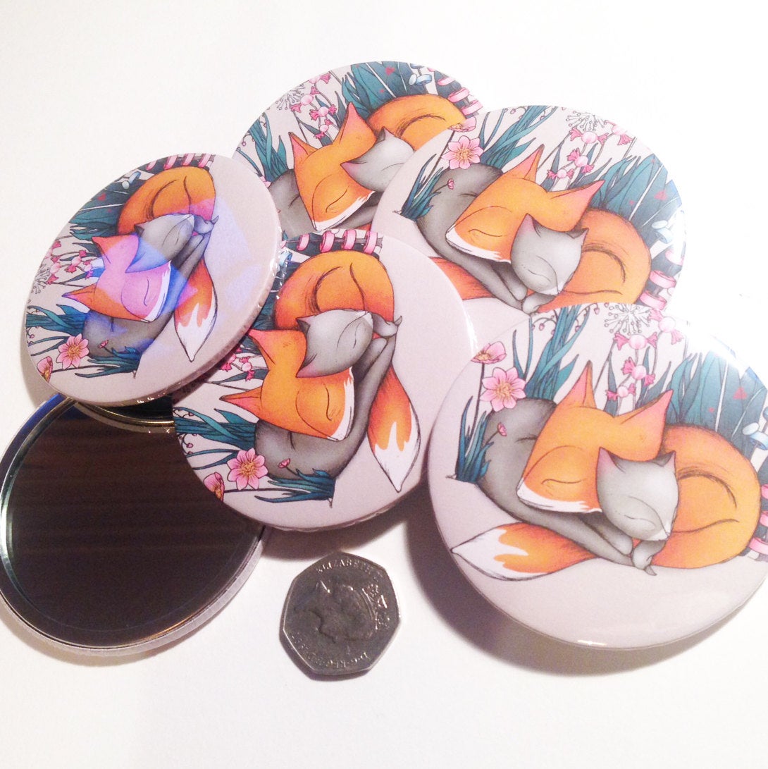 Moon Bear Butterflies Pocket Mirror