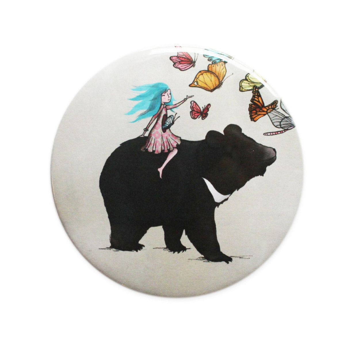 Moon Bear Butterflies Pocket Mirror