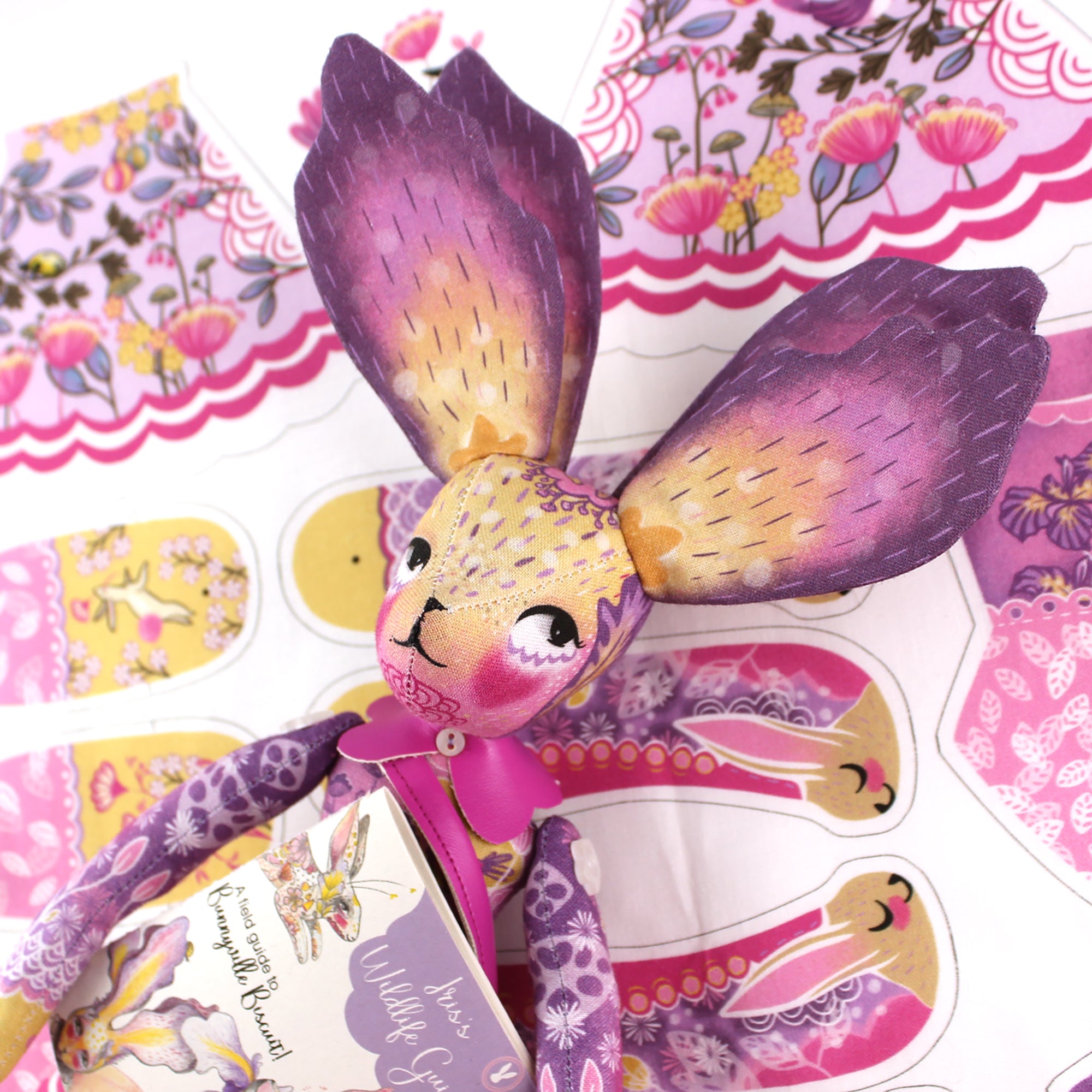 DIY Kit - Iris the Flower Bunny with 12 page Handmade Illustrated Mini Book - FREE UK SHIPPING
