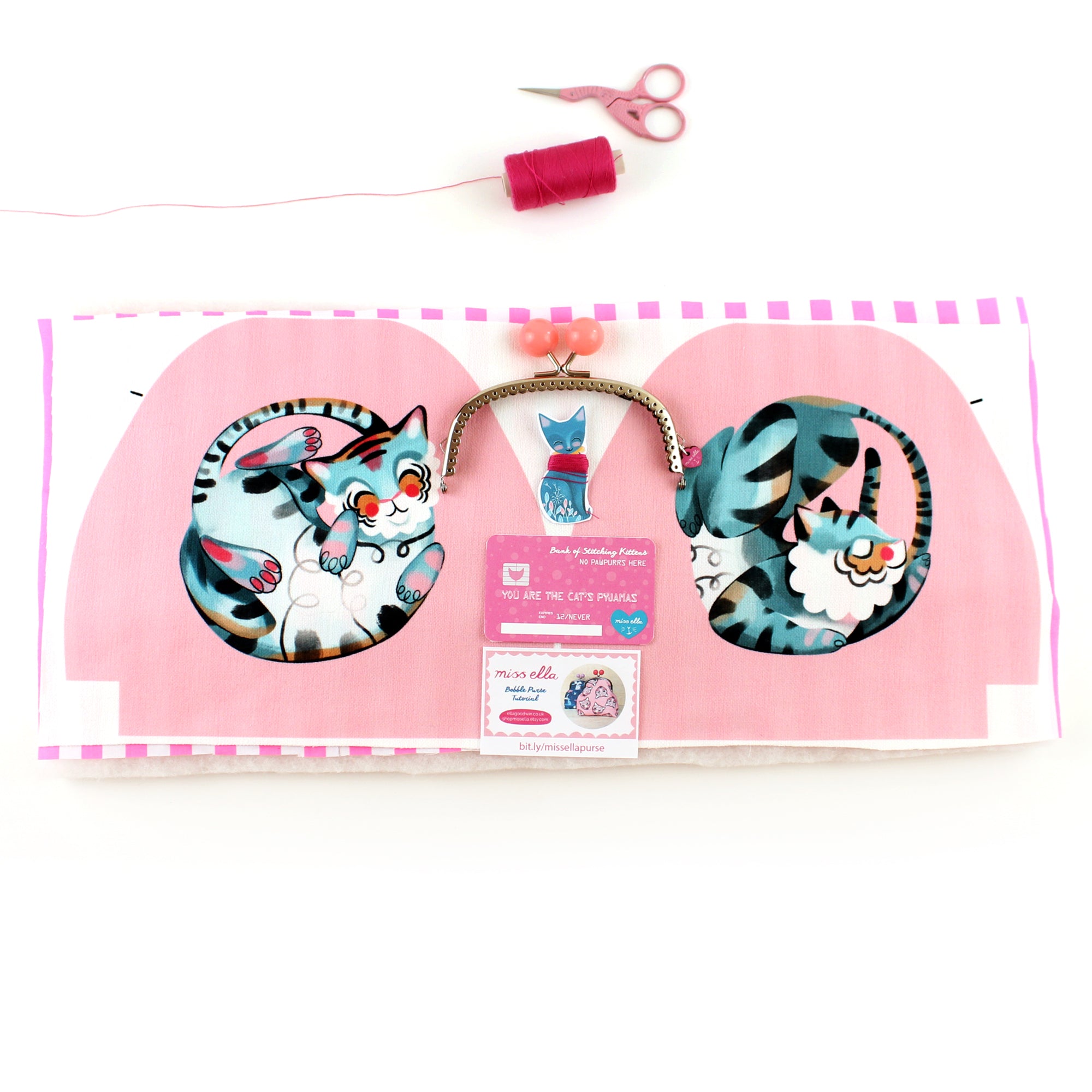 DIY KIT - Pink Meditating Tiger Bobble Purse