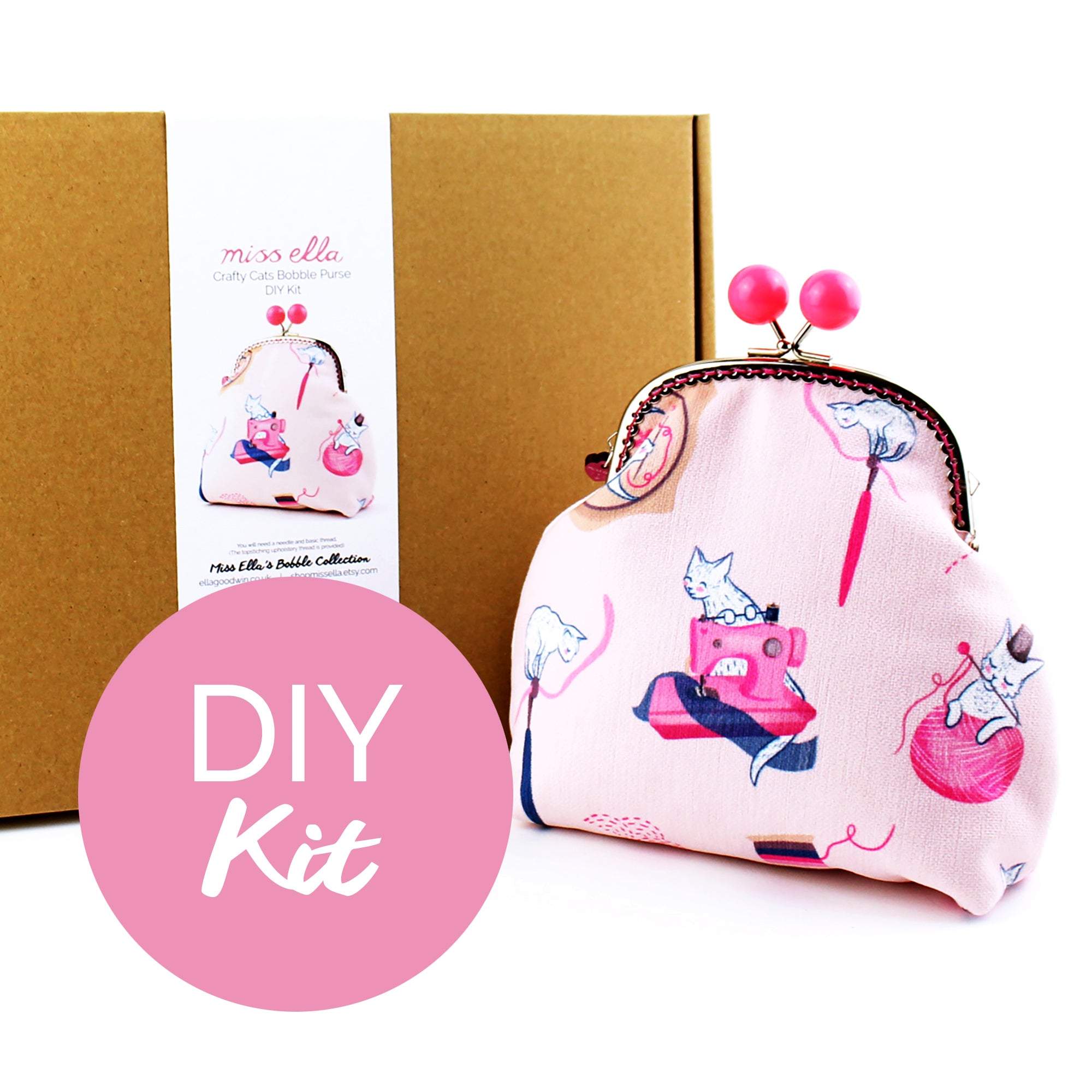 DIY KIT - Sewing Cats Jumbo Bobble Purse