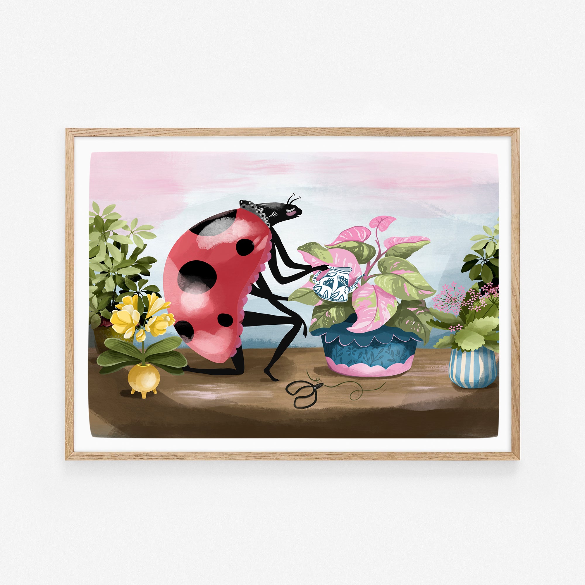 Plant Ladybird Art Print - Ladybug Illustration