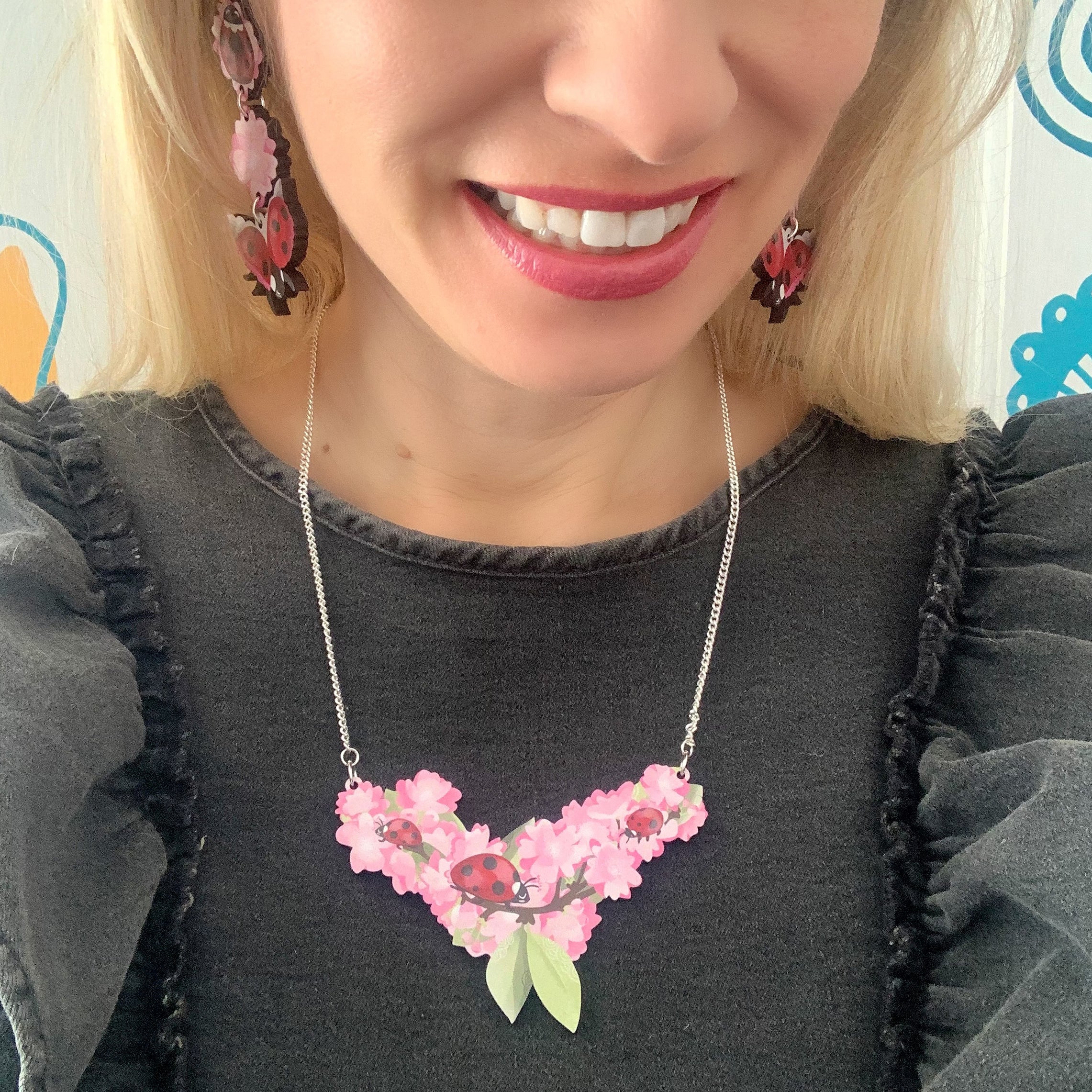 Ladybird Sakura Necklace - ladybug