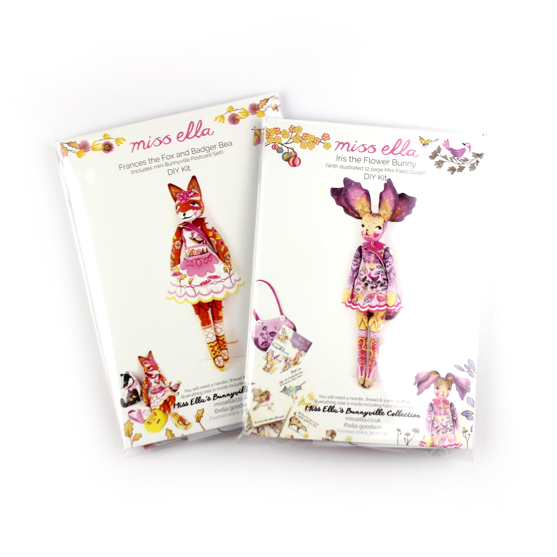 DIY Kit - Iris the Flower Bunny with 12 page Handmade Illustrated Mini Book - FREE UK SHIPPING