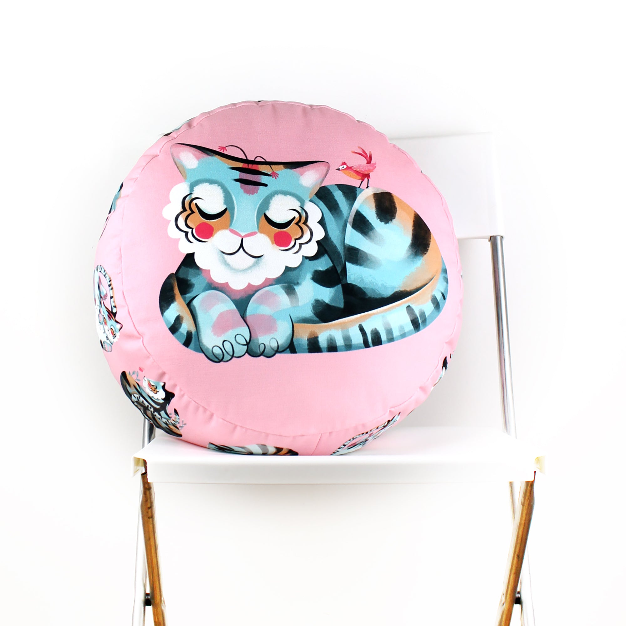 DIY KIT - Pink Sleeping Tiger cushion