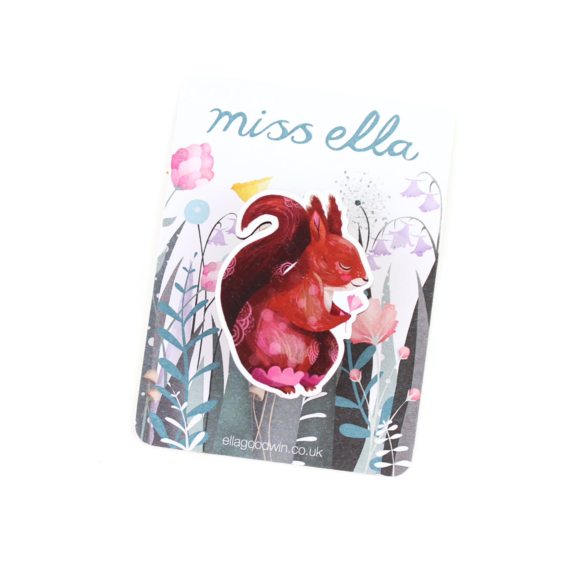 Red Squirrel Brooch - wooden pin