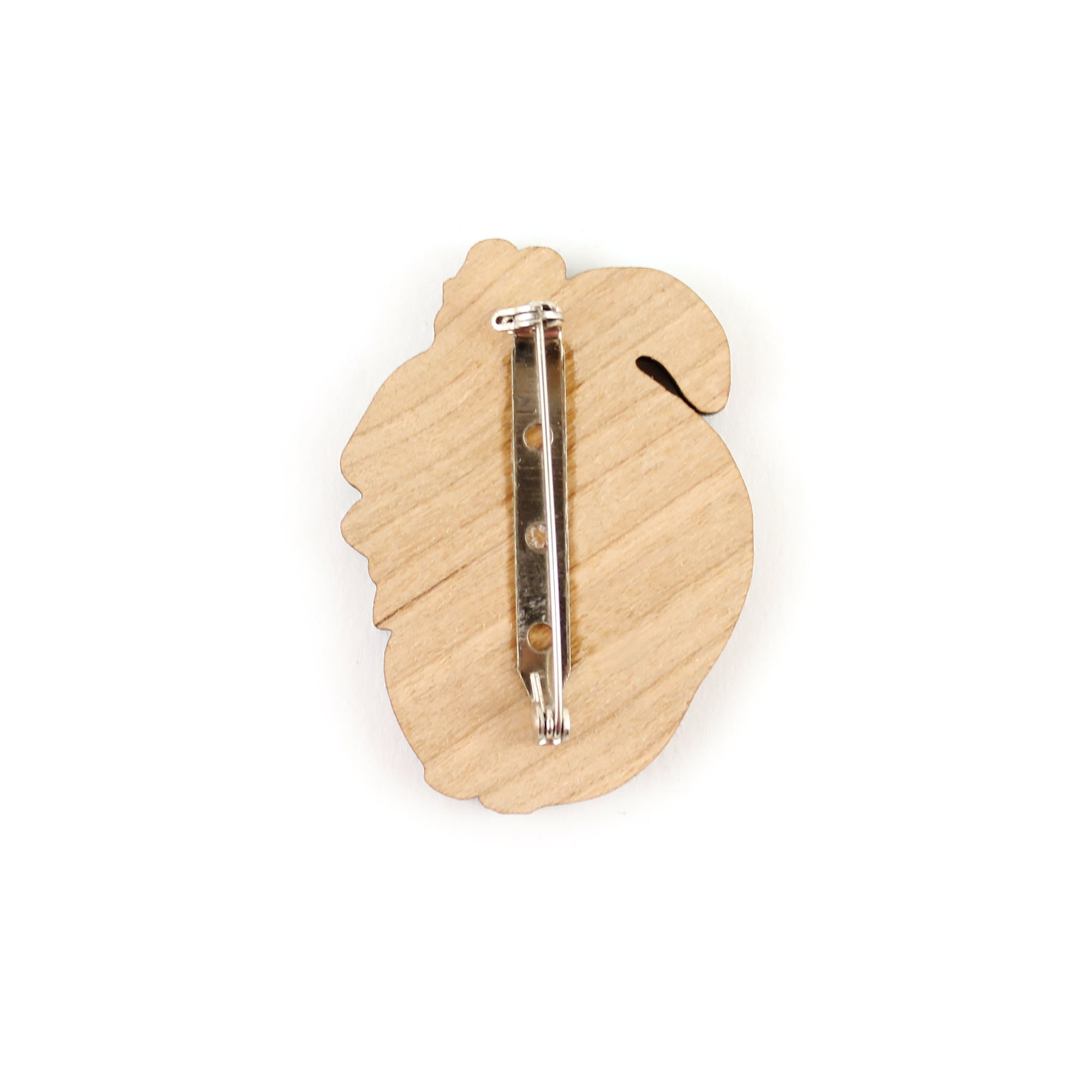 Red Squirrel Brooch - wooden pin