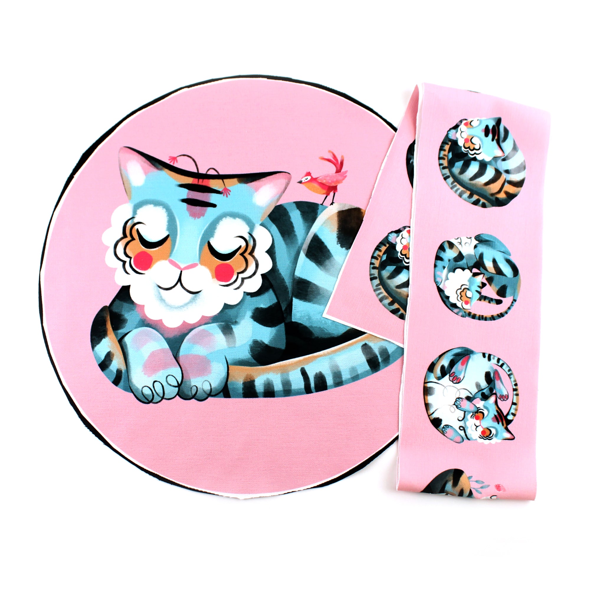 DIY KIT - Pink Sleeping Tiger cushion