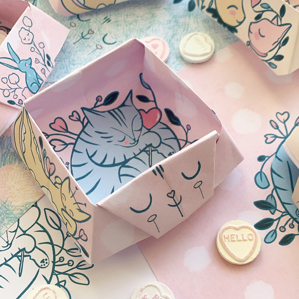 Valentines Kitties Origami Box Tutorial!