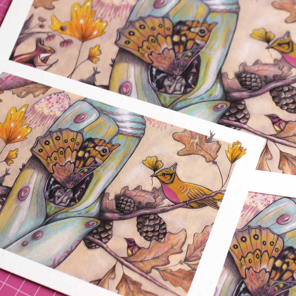 Golden Wings Butterfly Girl Print