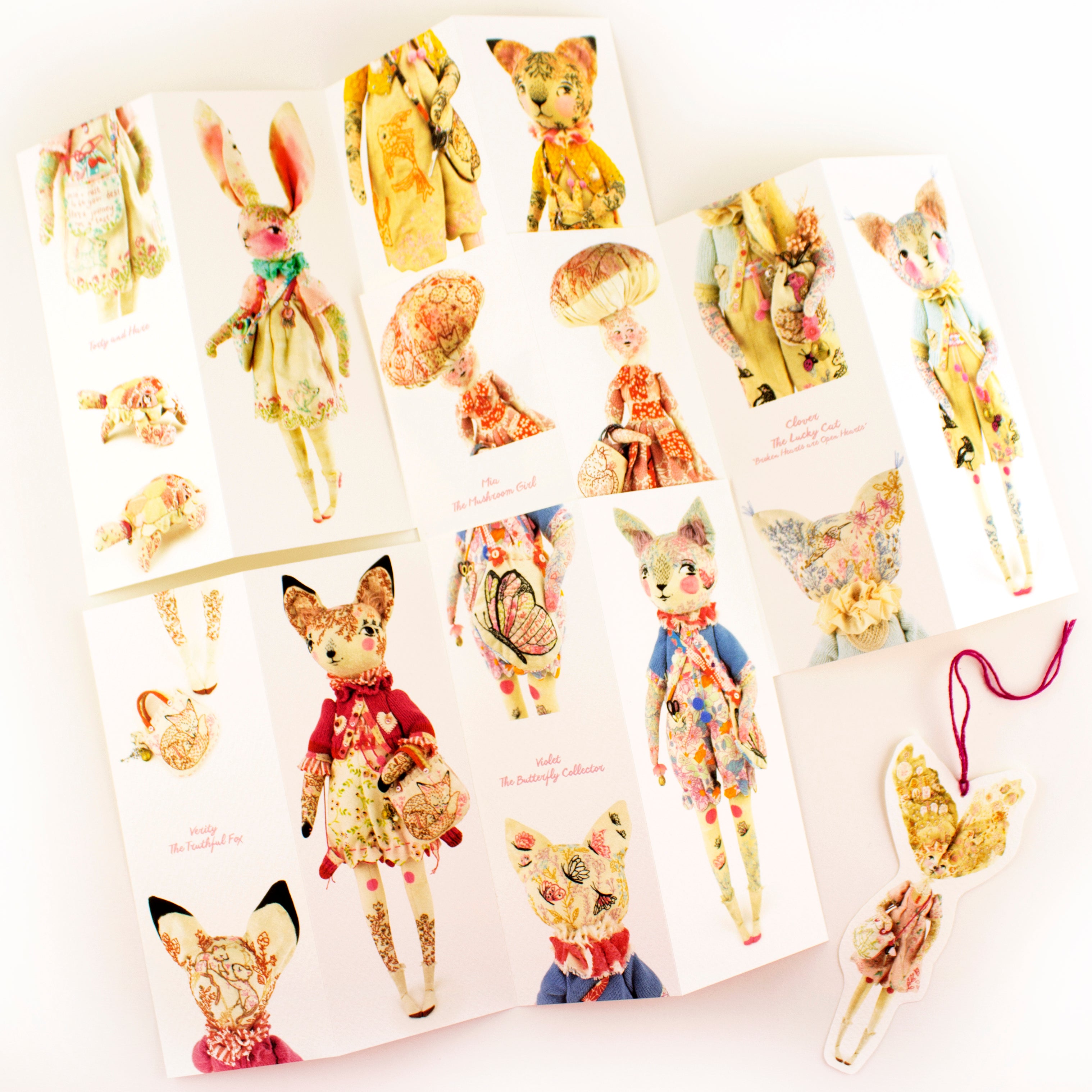 Concertina Book of Embroidered Art Dolls, Embroidery and Details - with FREE BOOKMARK