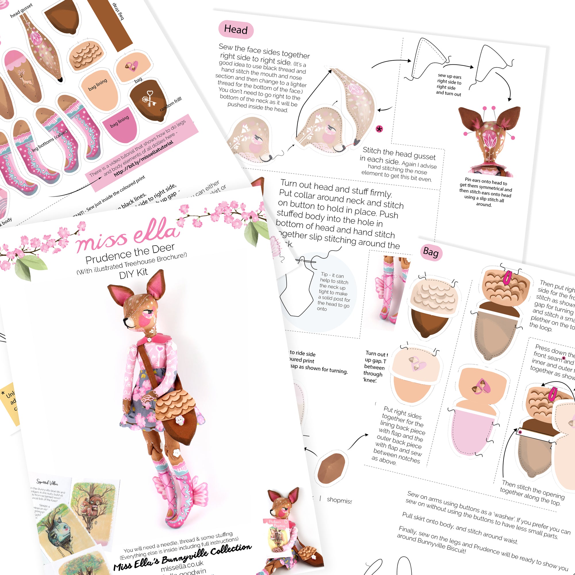 DIY Kit - Prudence the Deer with 12 page Mini Treehouse Brochure - FREE UK SHIPPING