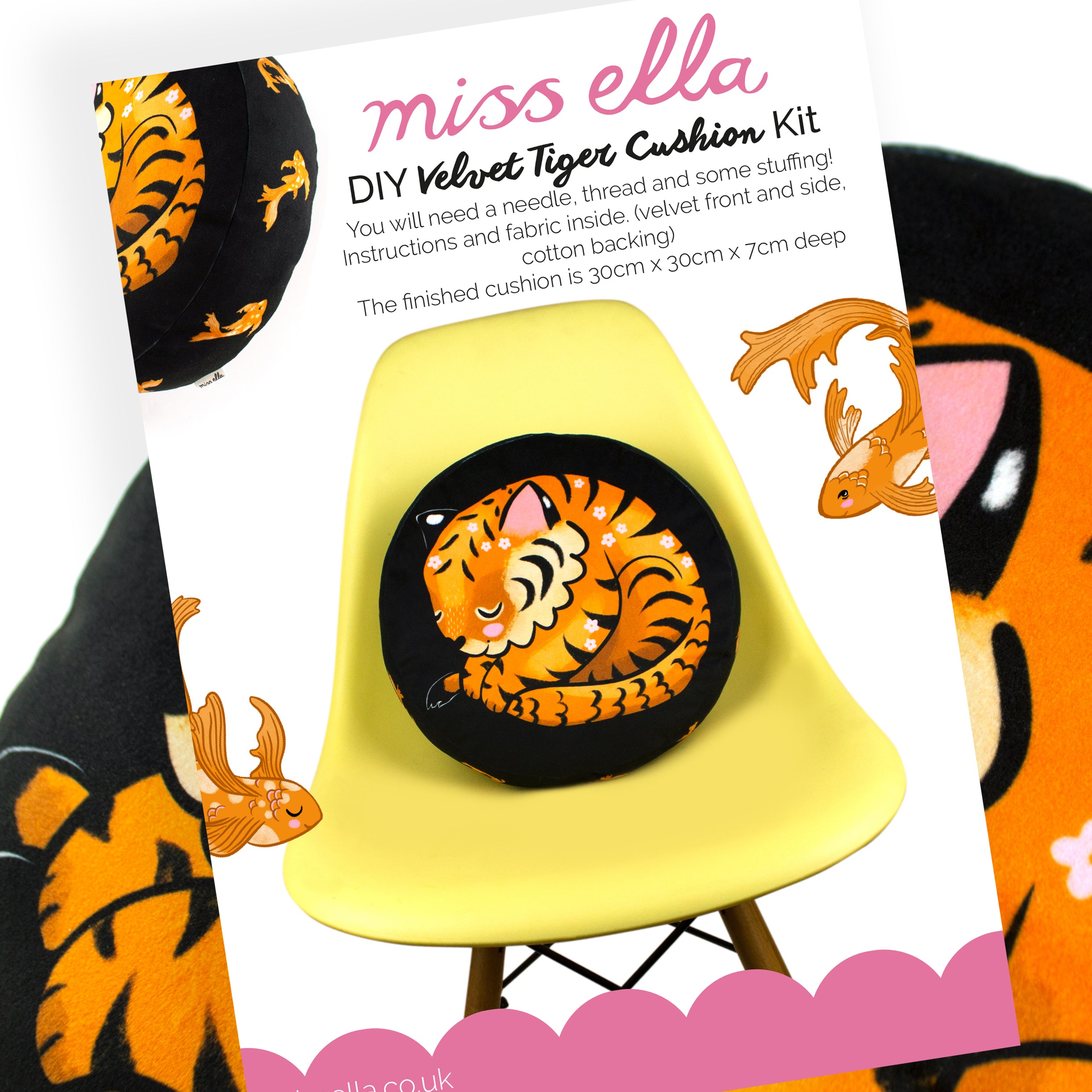 DIY Kit -Tiger Cushion  THREE COLOURS  *Stuffing not included*